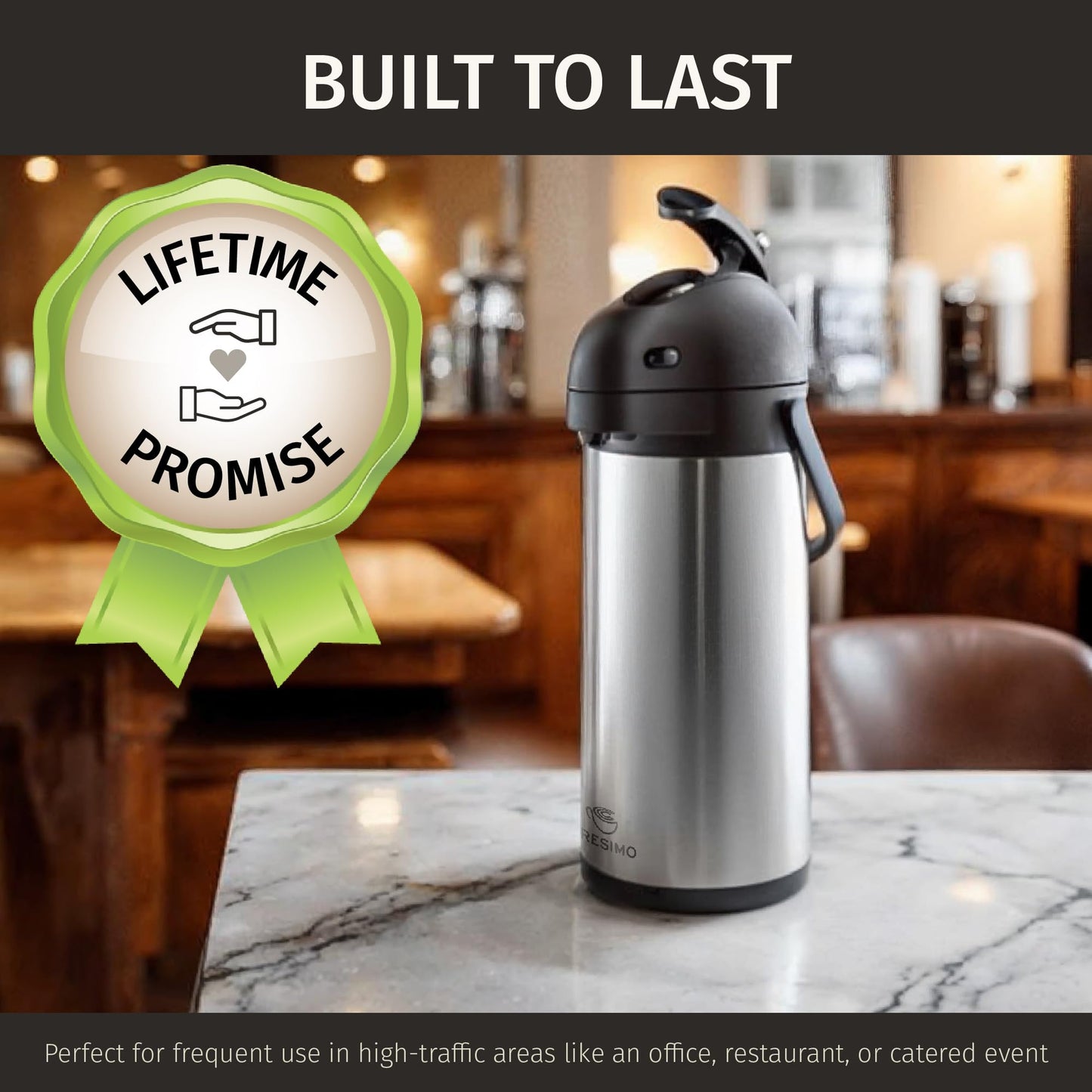 Coffee Carafe with Pump - 102oz / 3L Airpot 12 Hours Large Carafe Hot Cocoa Dispenser for Parties-Hot Water Dispenser, Tea Flask-Insulated Stainless Steel Hot Beverage Dispenser-Thermal Carafe Air Pot