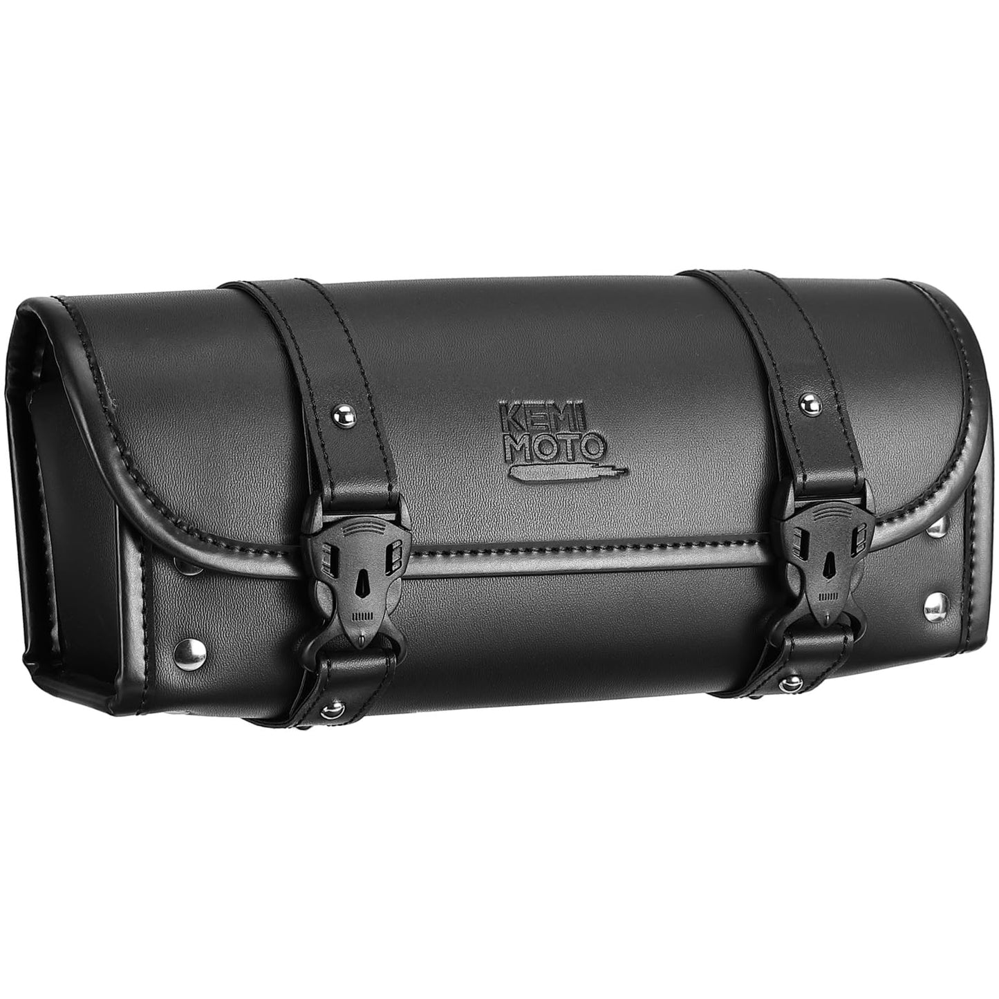 KEMIMOTO Motorcycle Fork Bag PU Leather Roll Barrel Handlebar Tool Bag for Motorcycle Front Forks Handlebar Sissybar Sportster Dyna