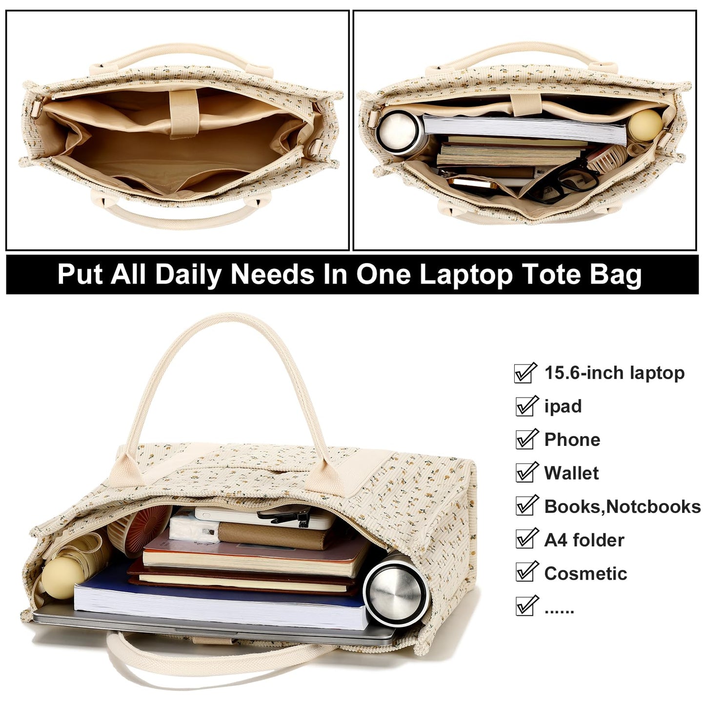 Laptop Tote Bag for Women Work 15.6 inch Shoulder Bags Computer Messenger Purse Teacher Handbag Office Briefcase