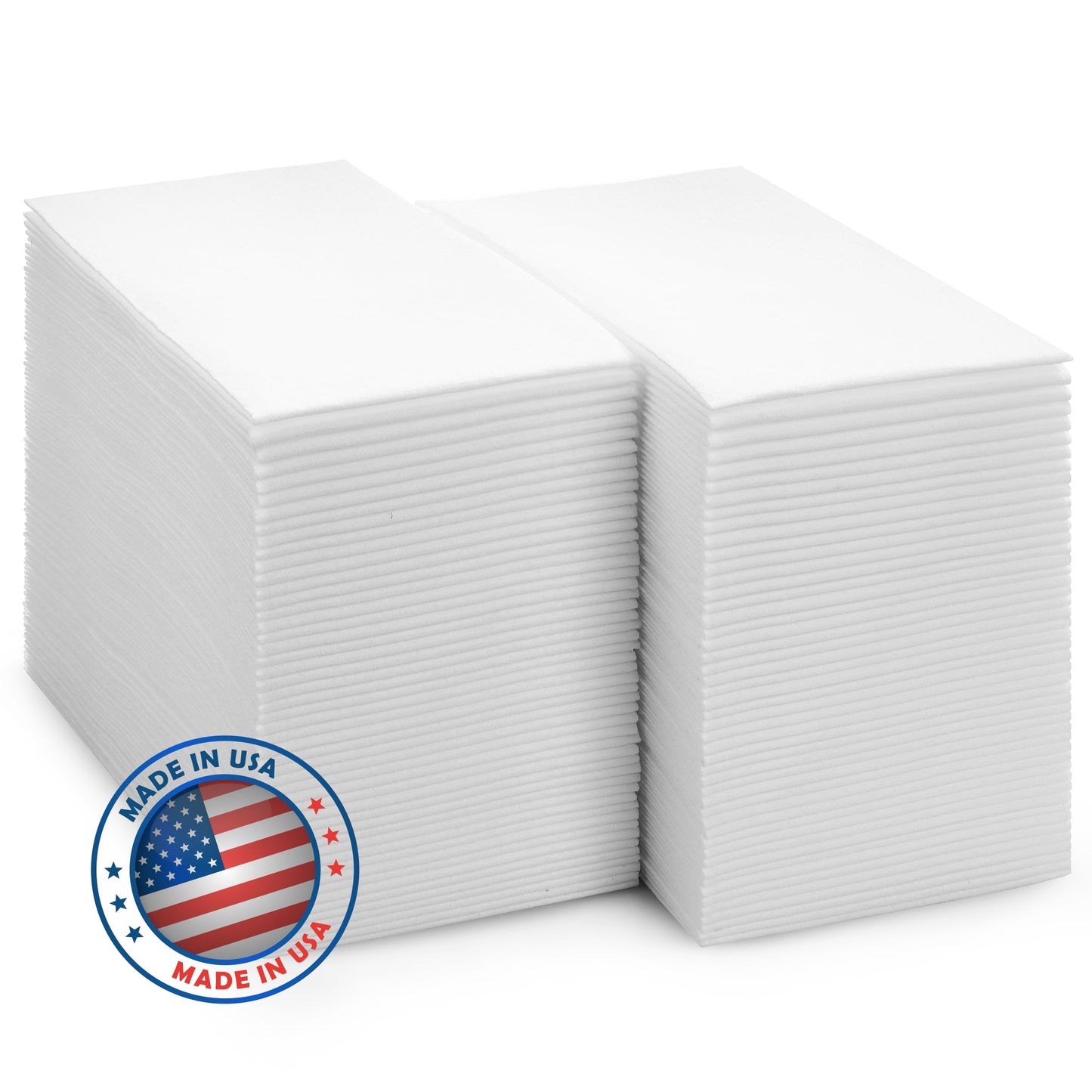 300-Pack BloominGoods Disposable Bathroom Napkins | Single-Use Classic Lite Linen-Feel Guest Towels, Made in USA | Cloth-Like Hand Towels, White, 12" x 17"