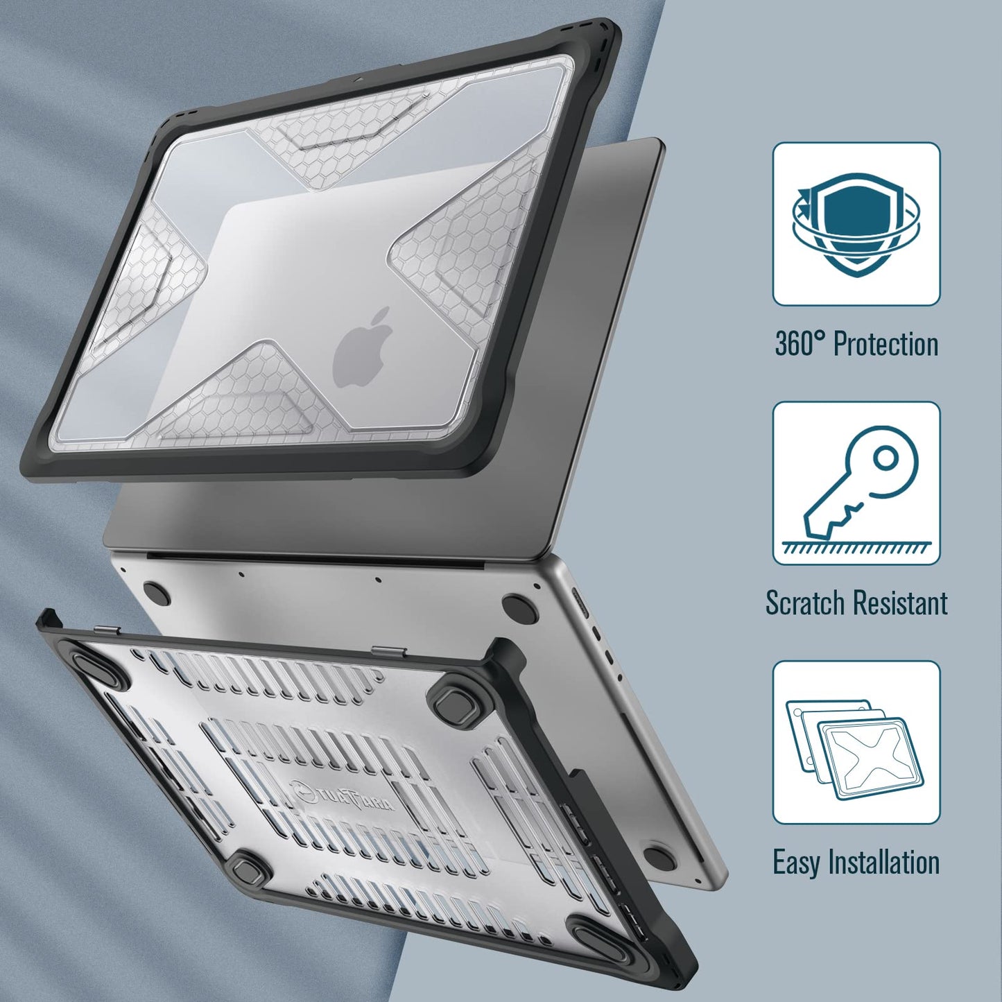 Fintie Case for MacBook Pro 14 Inch A3426 A3427 A3434 A3401 A3185 A3112 A2992 A2918 A2779 A2442 with M5 M4 M3 M2 M1 Chip (2021-2026) - Heavy Duty Rugged Hard Shell Cover, Clear