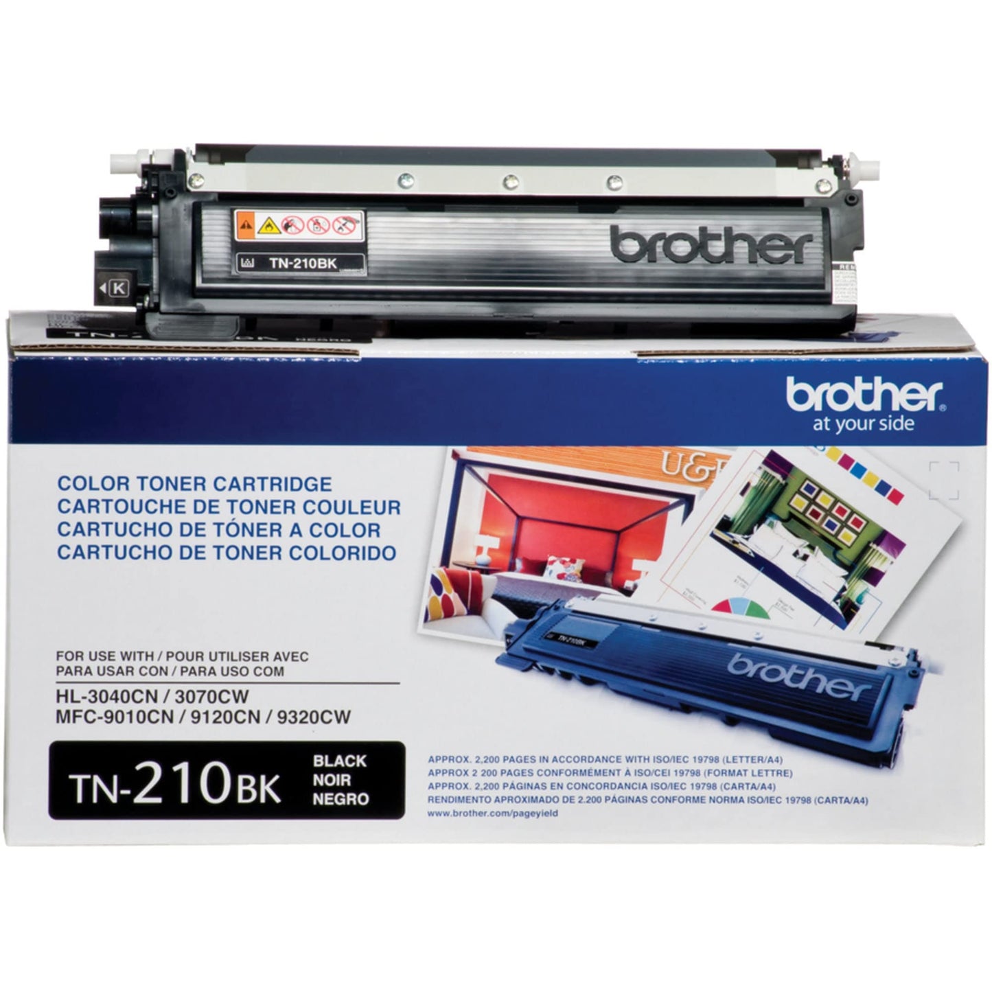 Brother original TN210BK Standard Yield Black Toner Cartridge, original replacement cartridges, for Brother laser printers HL-3040CN, HL-3045CN, HL-3070CW, MFC-9010CN, MFC-9125CN and more