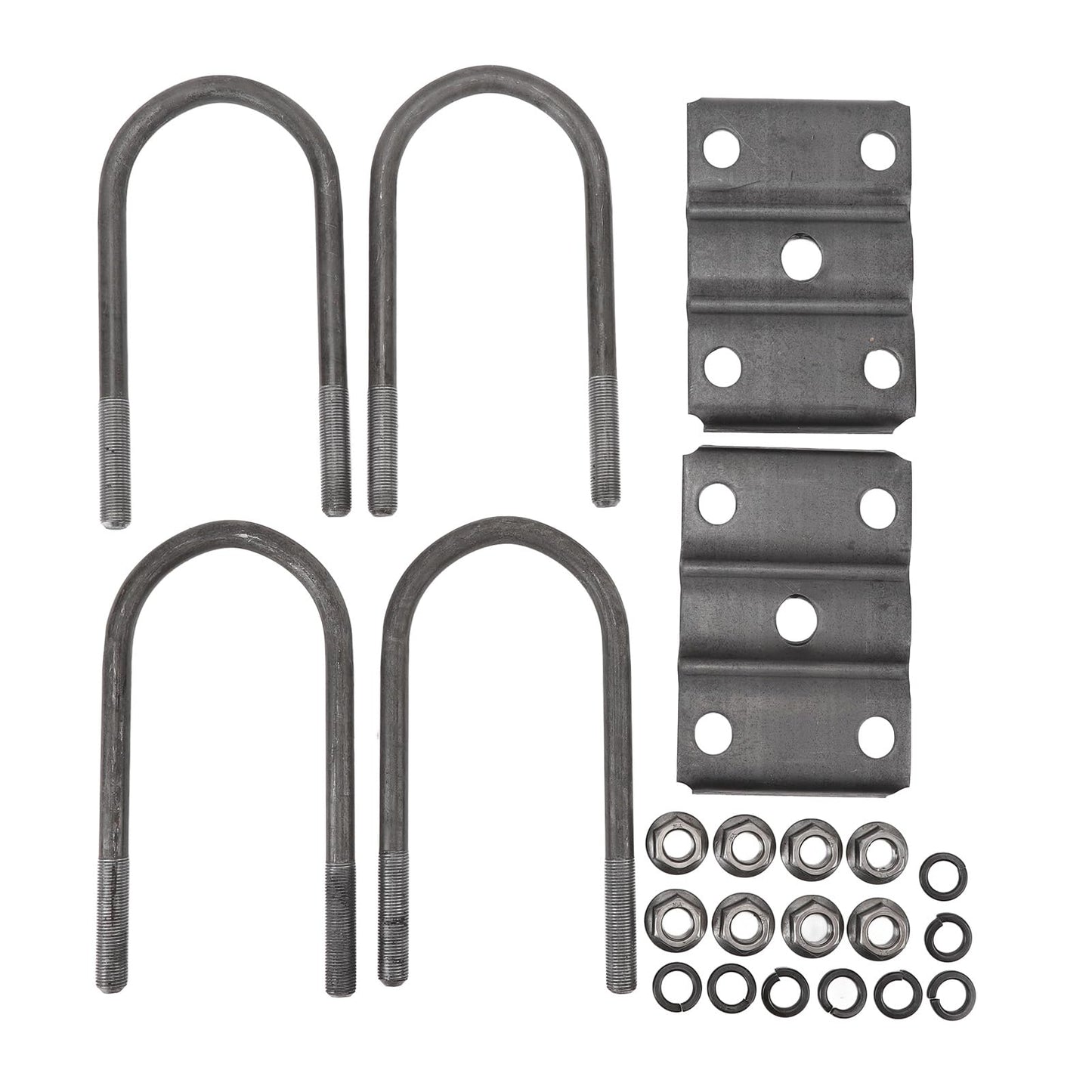 Trailer U Bolt Kit, 22Pcs Heavy Duty Rolled Steel Trailer Leaf Spring U Bolt Kit with Nuts and Frame Plate Trailer Mounting Axle Leaf Springs for 5200-7000lb 3 Round Axle