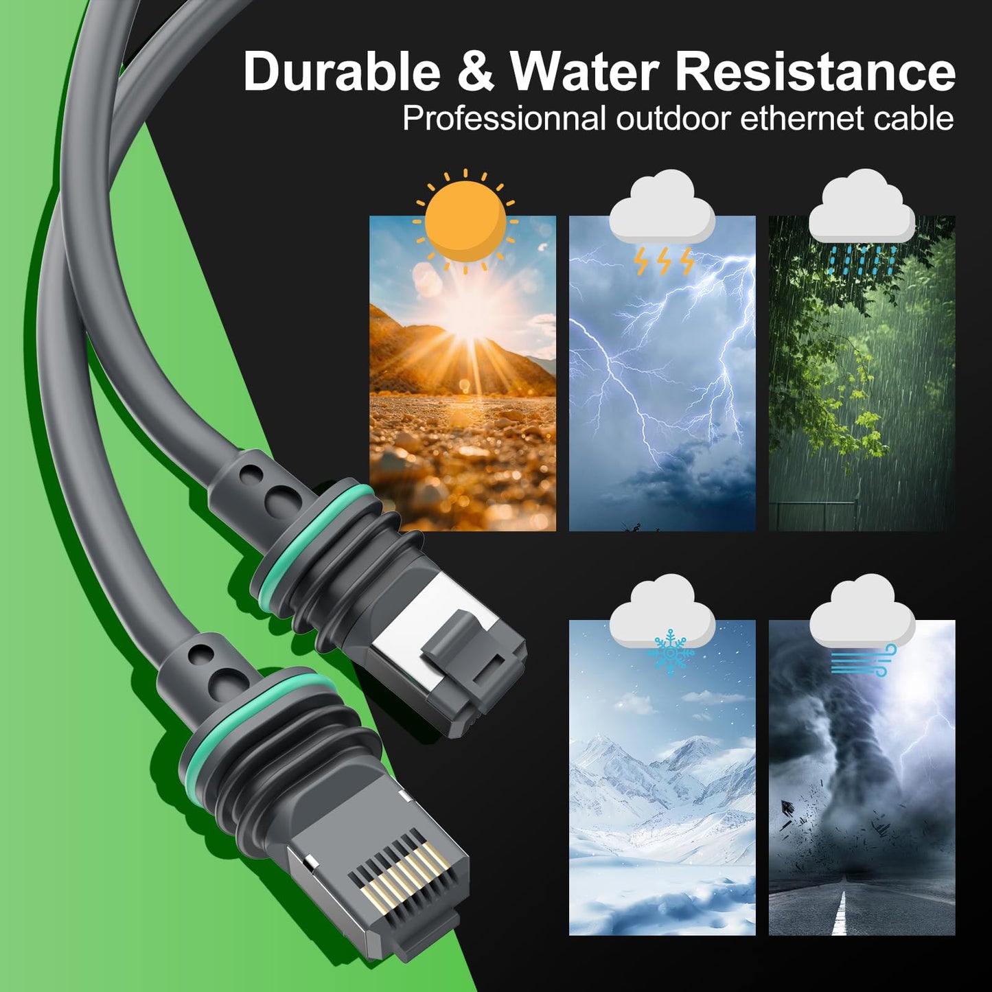 Starlink Gen 3 Cable 150FT/46M, Starlink Cable Gen 3 Replacement Standard V3 Cable for Starlink Rectangular Waterproof Extension Ethernet Cable Gen 3 Accessories