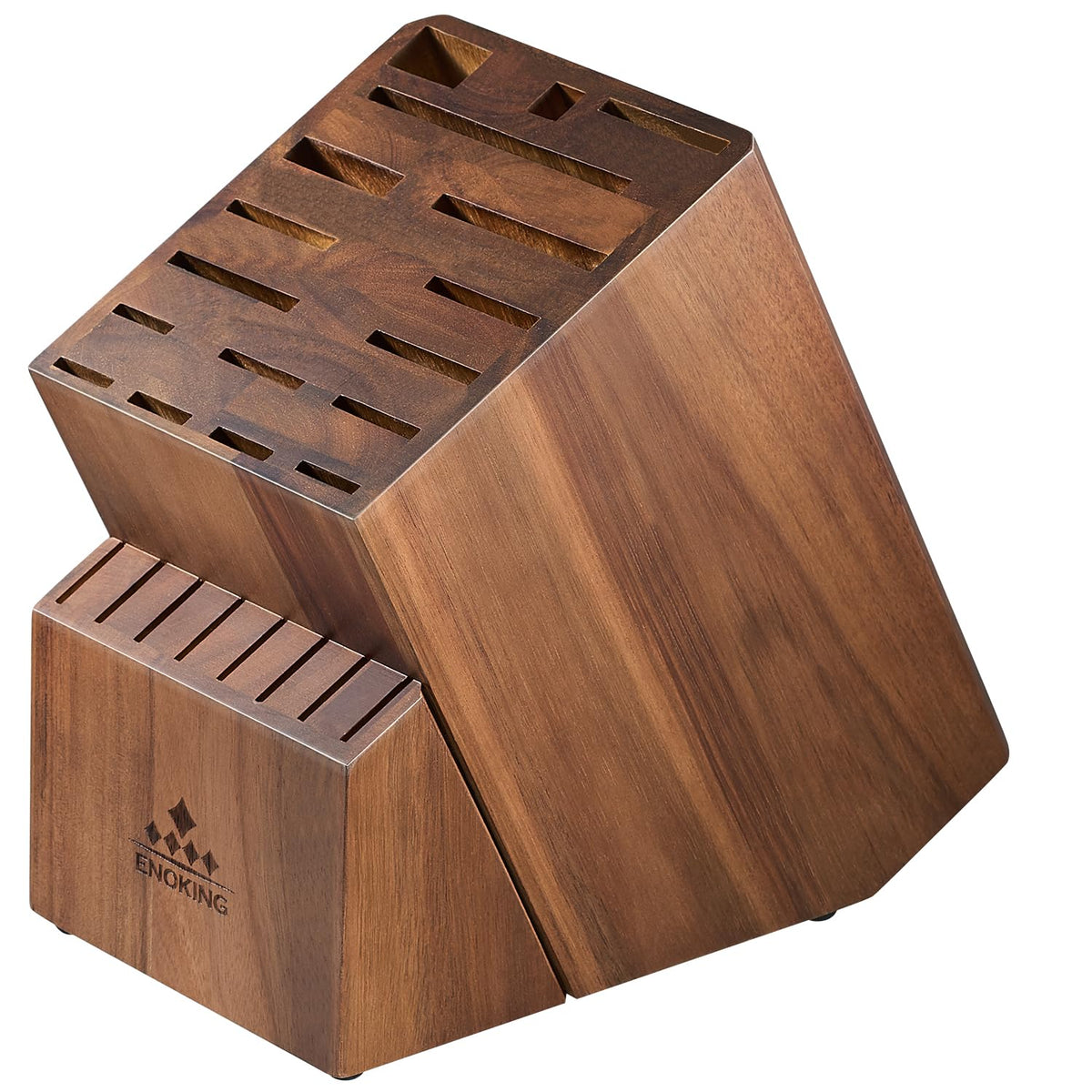 ENOKING Knife Block Without Knives, Large Knife Holder- 25 Slots Acacia Wood Universal Knife Block, Butcher Block Countertop for Knife Storage Organizer