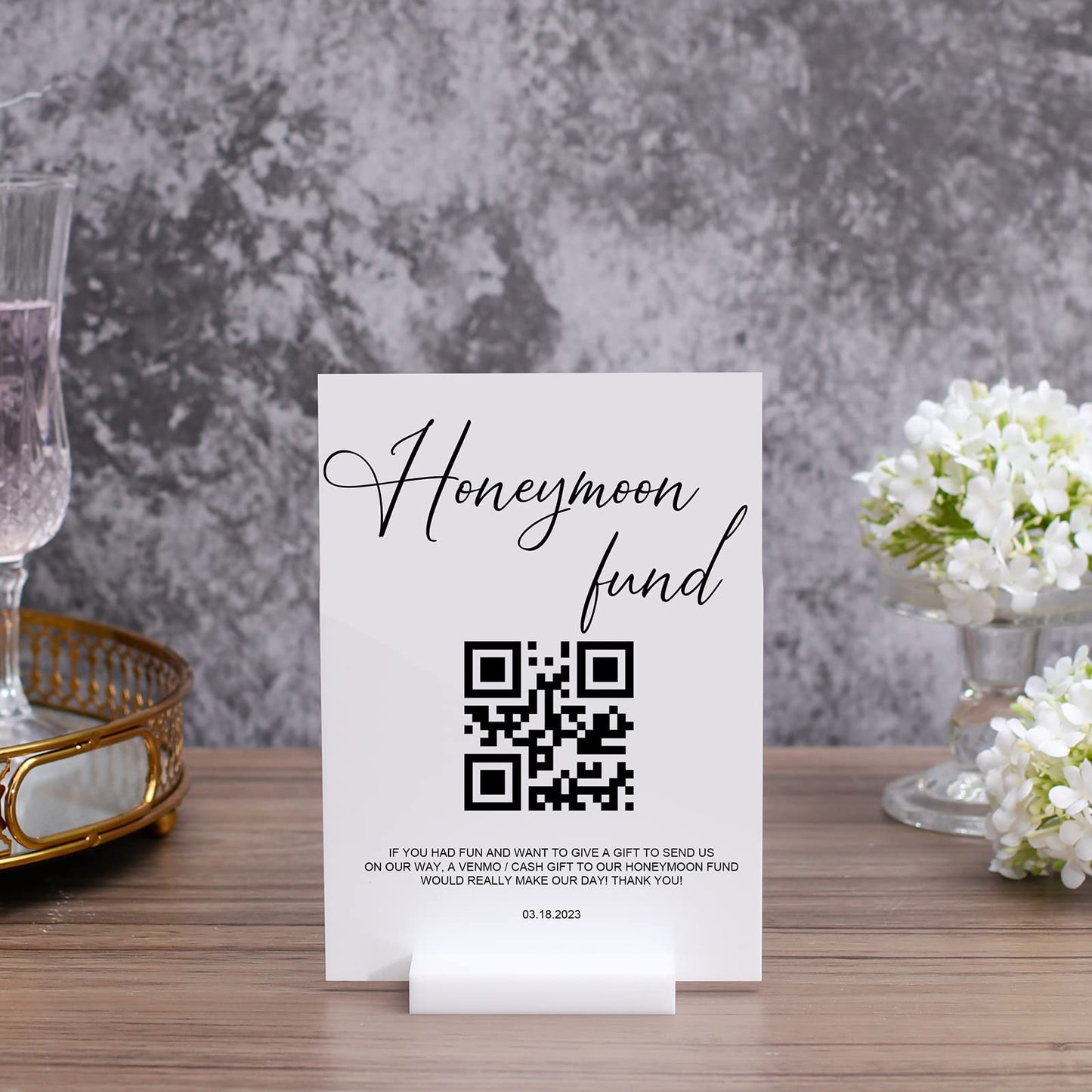 UNIQOOO 3" White Acrylic Stand | Wedding Sign Holders, 20 Count