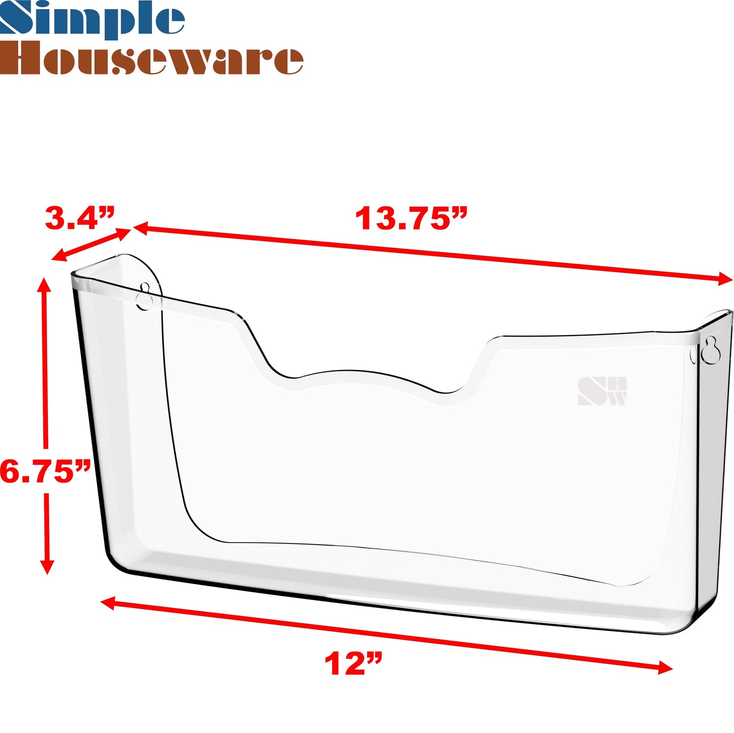 Simple Houseware Clear Plastic Single Pocket Wall Mount for Hanging File Holder, 3 Packs