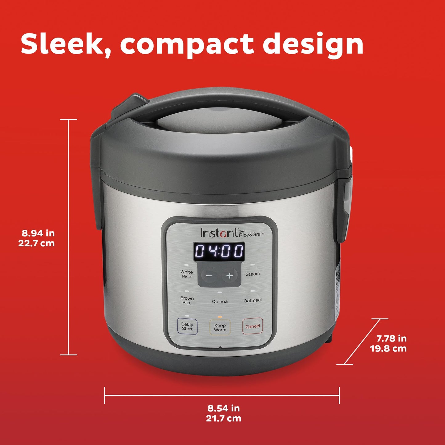 Instant Zest 8 Cup Rice Cooker, Steamer, Cooks Rice, Grains, Quinoa and Oatmeal, No Pressure Cooking Functionality