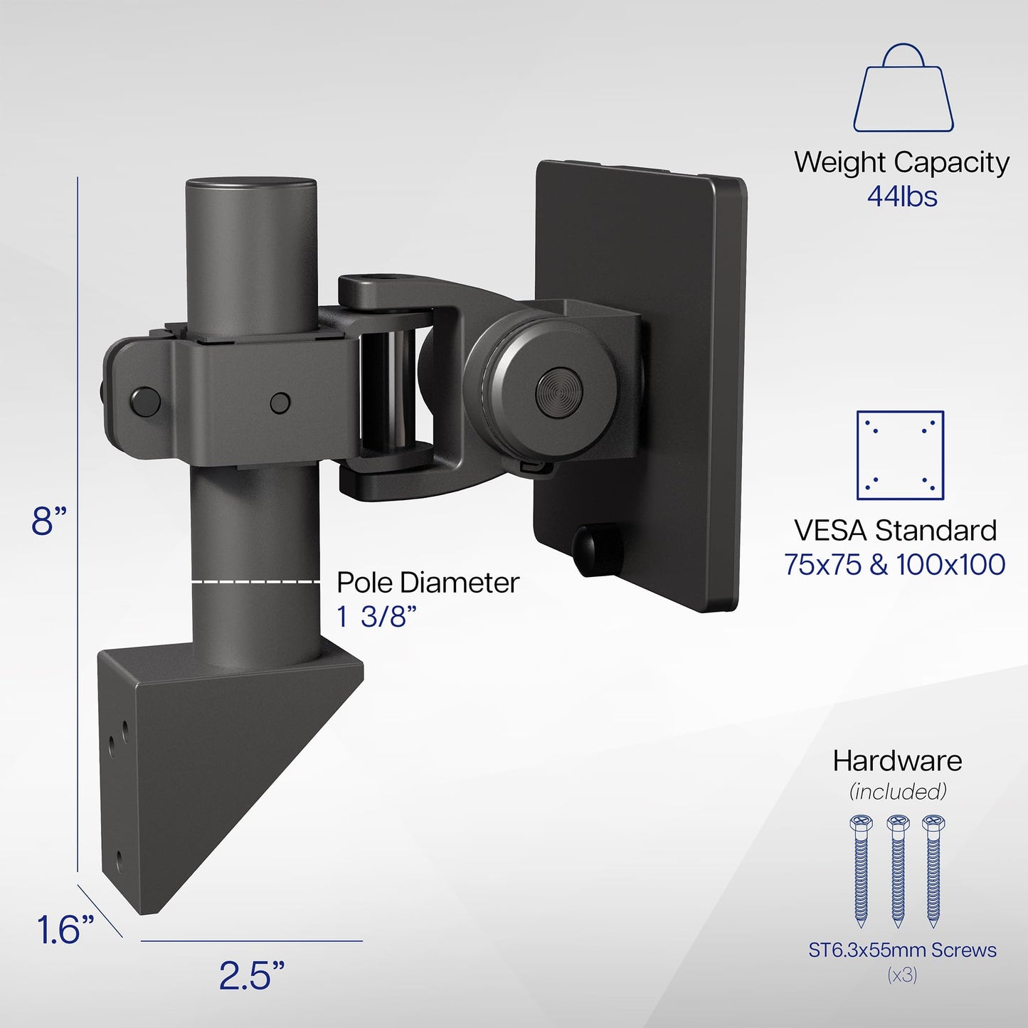 VIVO Single Ultrawide Monitor Wall Mount for Up to 49 inch Screens, Articulating and Height Adjustable, Holds Ultra Wides Up to 44 lbs, Black, MOUNT-WCB01A