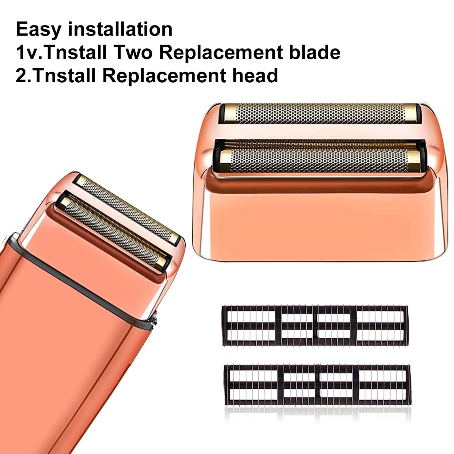 3 pack Professional Replacement Foil and Cutters for BaBylissPRO Barberology Double Foil Shaver, Compatible with BaBylissPRO Barberology FXFS2 Shaver(Rose Gold)