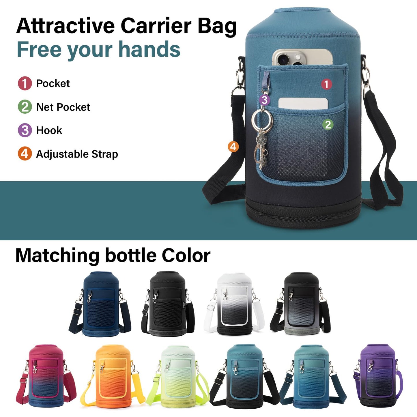 DYSANKY 4L Insulated Water Bottle | Upgraded Thickened Stainless Steel Metal Portable Sports Large Water Jug for Gym and Hiking with Carrier Bag, Handle Strap | BPA-Free 128 oz