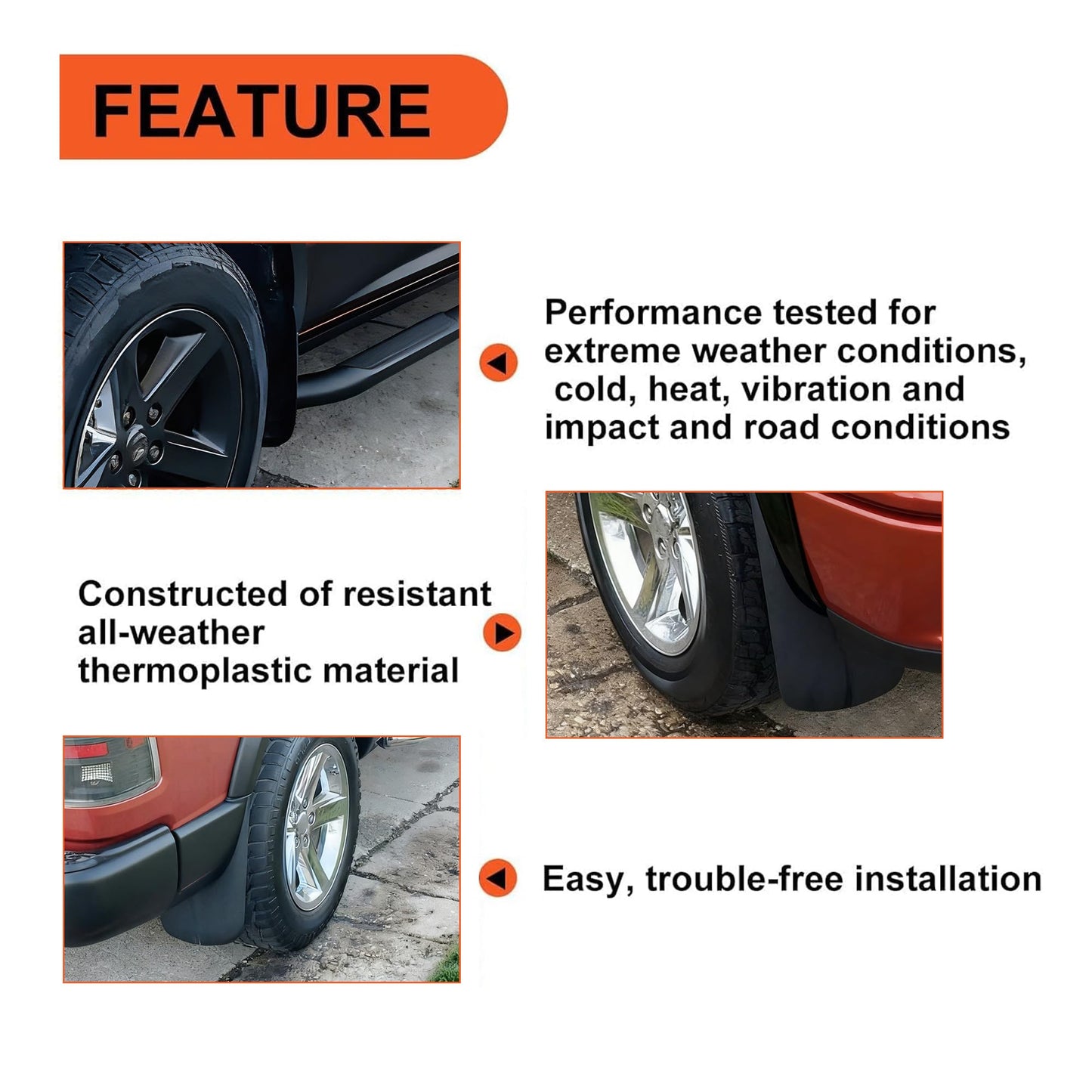 ECOTRIC Mud Flaps Guards Compatible with 2009-2018 Dodge Ram 1500 2500 3500 with Fender Flares Replacement for 82214137 Front & Rear Splash Guards