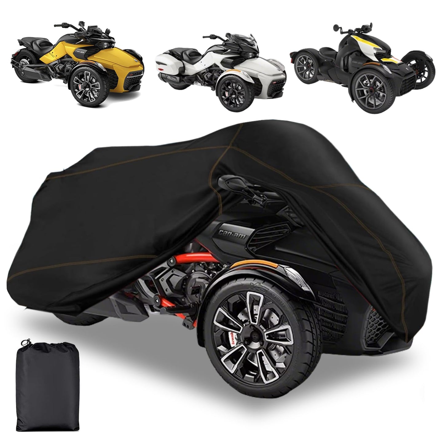 QYMOTO Spyder F3 Full Cover Ryker Cover Waterproof Compatible with Can Am Spyder F3-S/F3-T Ryker 600 900 Sport Rally 420D Heavy Duty Waterproof All Weather Protection Canvas(NOT for Limited Version)