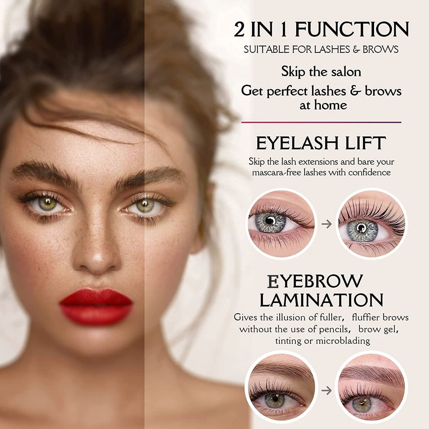 PERMANIA Eyelash Perm Kit, Professional Fast Brow Lamination 2 IN 1 Kit, Curling Wave Suitable for Salon & DIY Lash Lift at Home