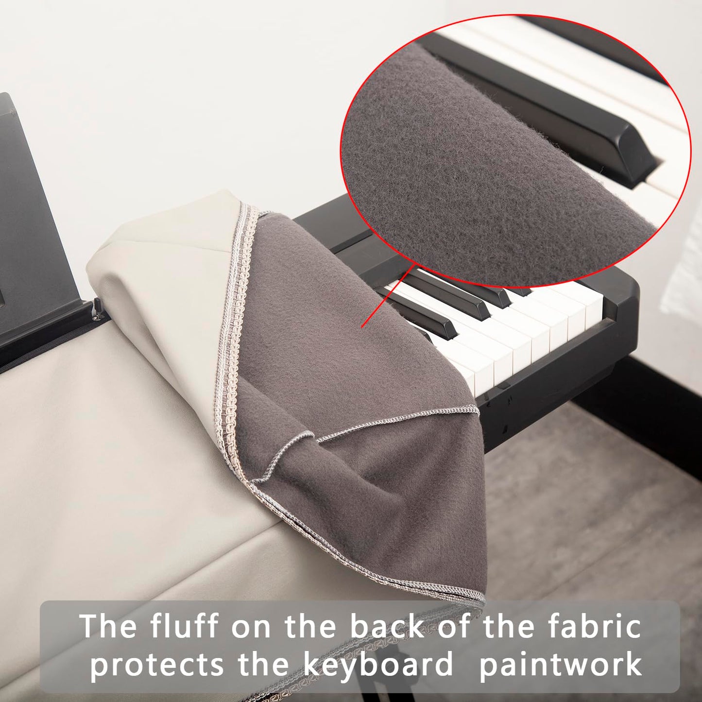 Mooson White Keyboard Piano Cover, Digital Piano Dust Cover, Waterproof, Specialized Protective Fabric, 53*12 Inches