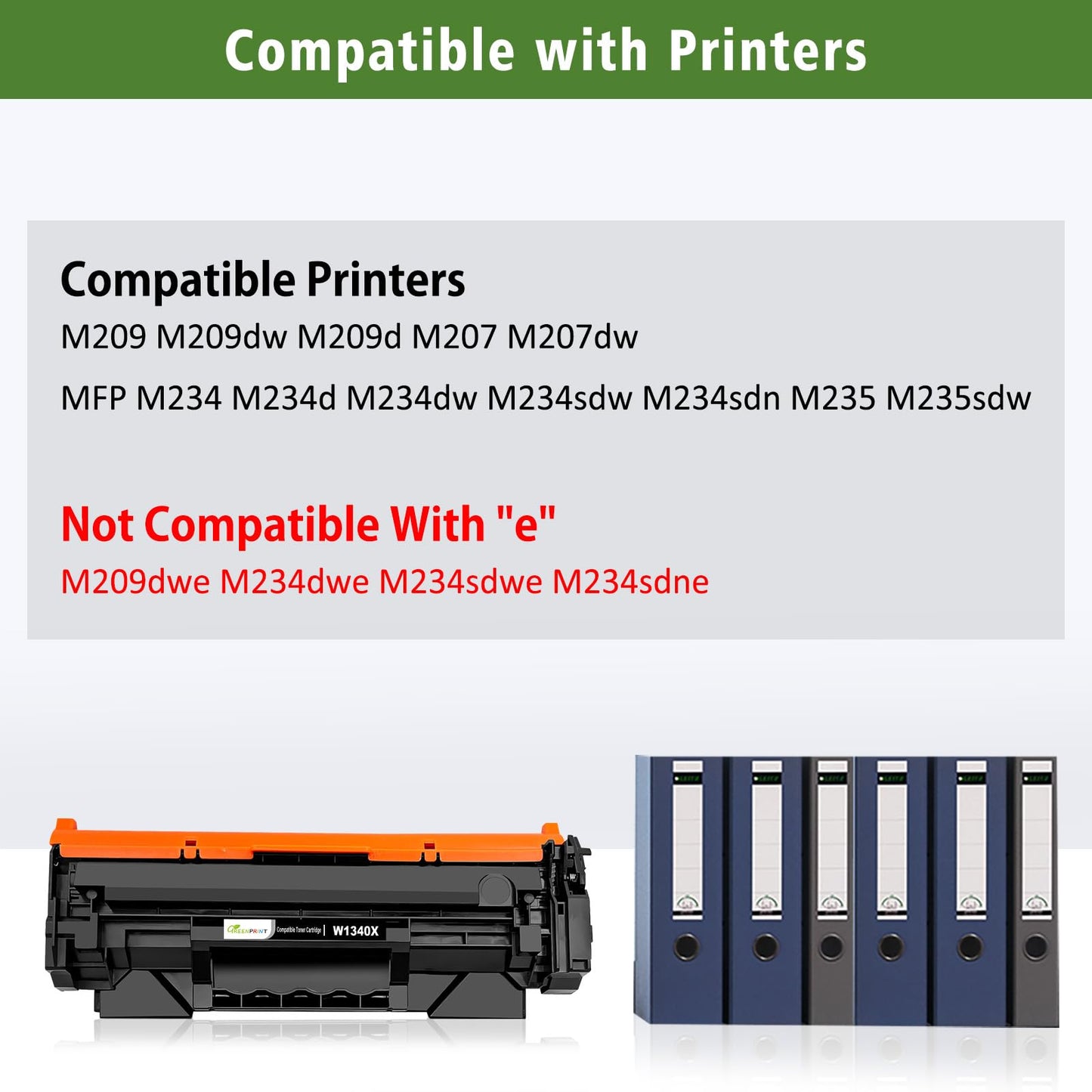 [with CHIP] 134X W1340X (134A W1340A) Compatible Toner Cartridge Black High Yield 2400 Pages GREENPRINT for H P MFP M234 M234dw M234sdw M234sdn M207dw M209 M209d M209dw, Doesn't Work with H P+ Printer