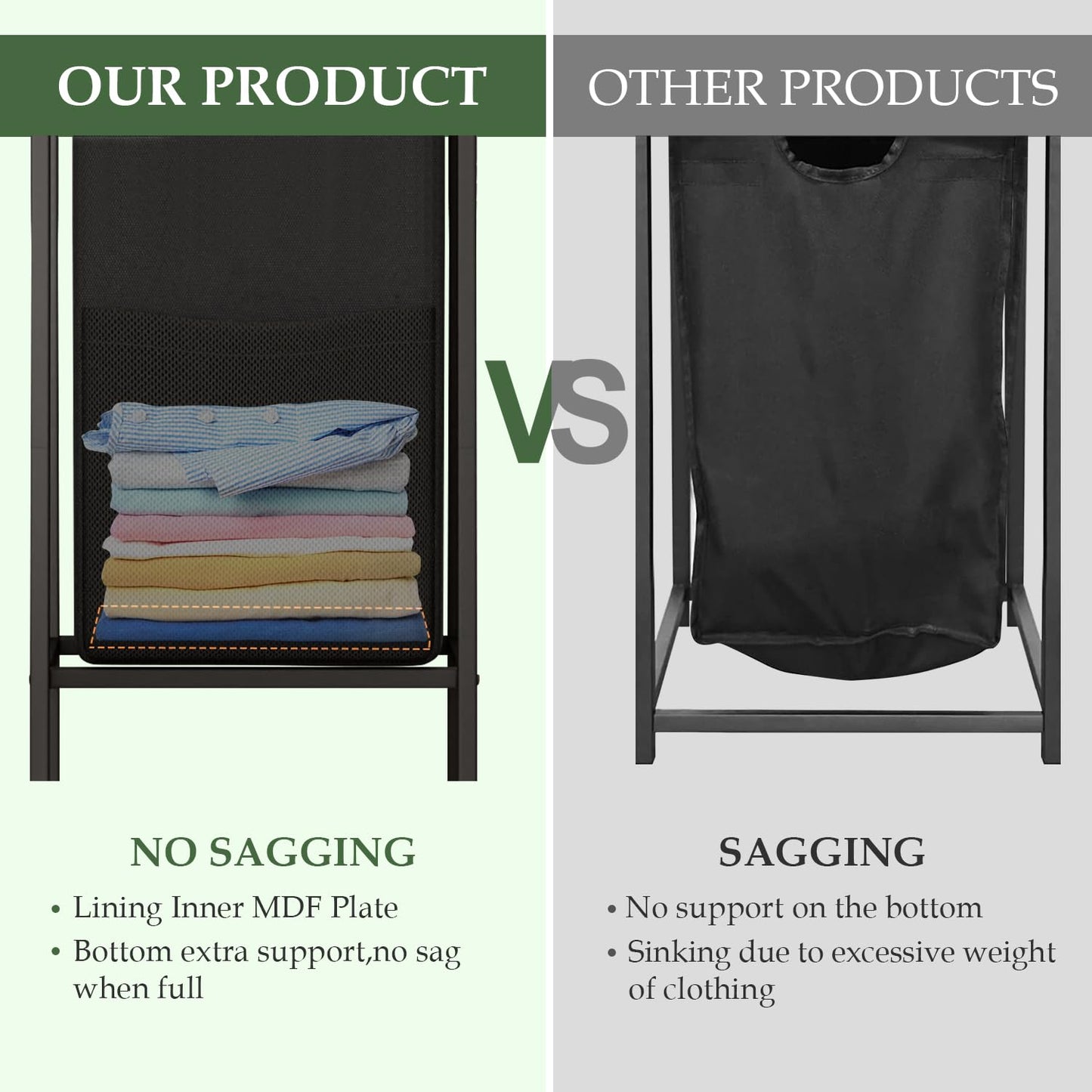 Laundry Hamper Laundry Basket Removable Laundry Sorter Bags with 2 tier Shelf Dirty Clothes Hamper Organizer Bathroom Bedroom Laundry Room apartment