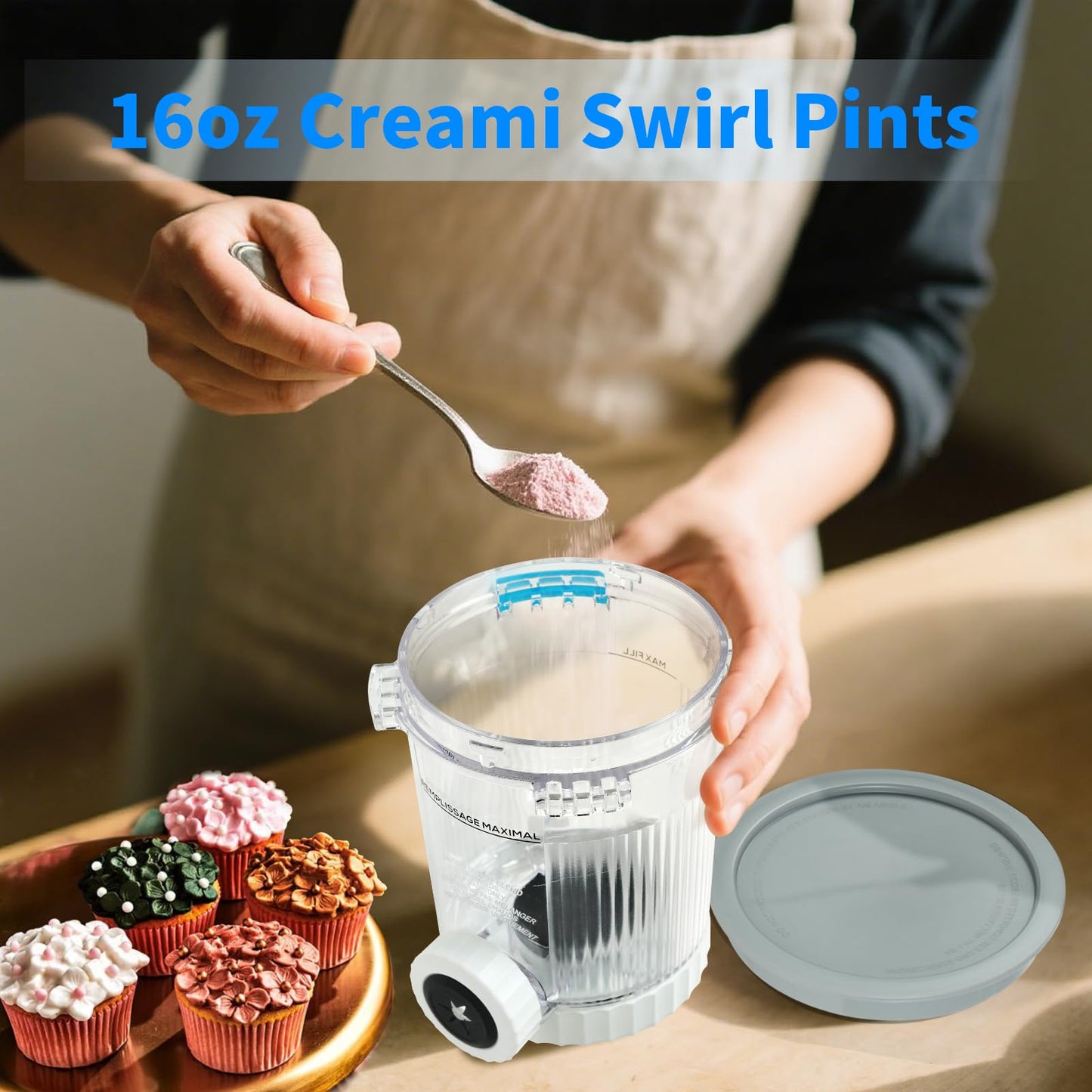 4 Pack Creami Pints and Lids for Ninja NC700 NC701 Series, Compatible with Ninja Swirl Ice Cream & Soft Serve Makers, BPA-Free & Dishwasher Safe, Replacement XSK7PNTLD2