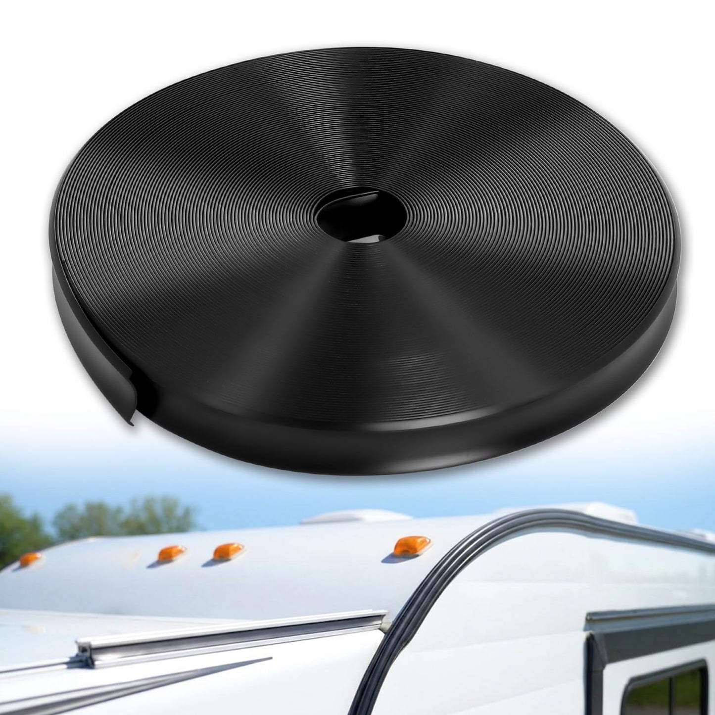 Podoy 1" RV Trim Molding Insert 100 FT with 12 Screws, Heavy Duty Vinyl Screw Cover Trim for RV Camper Travel Trailer, Exterior Corner Molding Replacement, Black