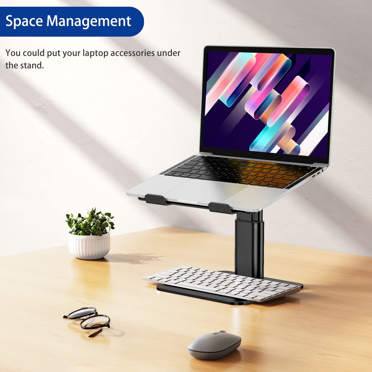 Besign LSX6N Aluminum Laptop Stand, Ergonomic Adjustable Notebook Stand, Riser Holder Computer Stand Compatible with Air, Pro, Dell, HP, Lenovo More 10-14" Laptops, Black