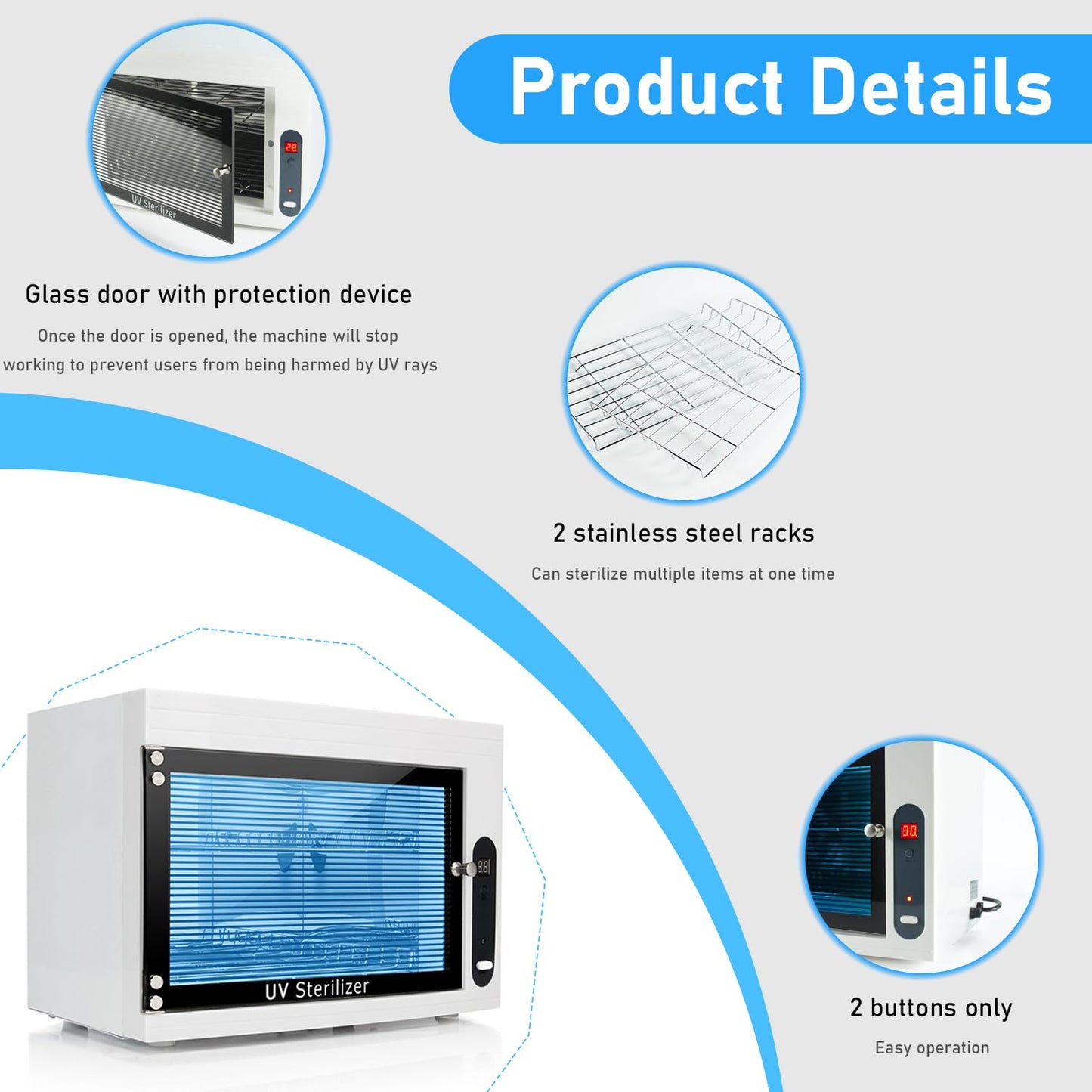 QUTUNI 8L UV Cleaning Cabinet, High Capacity Nail Tool Cleaning Machine with Timer for Bottle Manicure Spa Barber Tool Equipment Cleaning