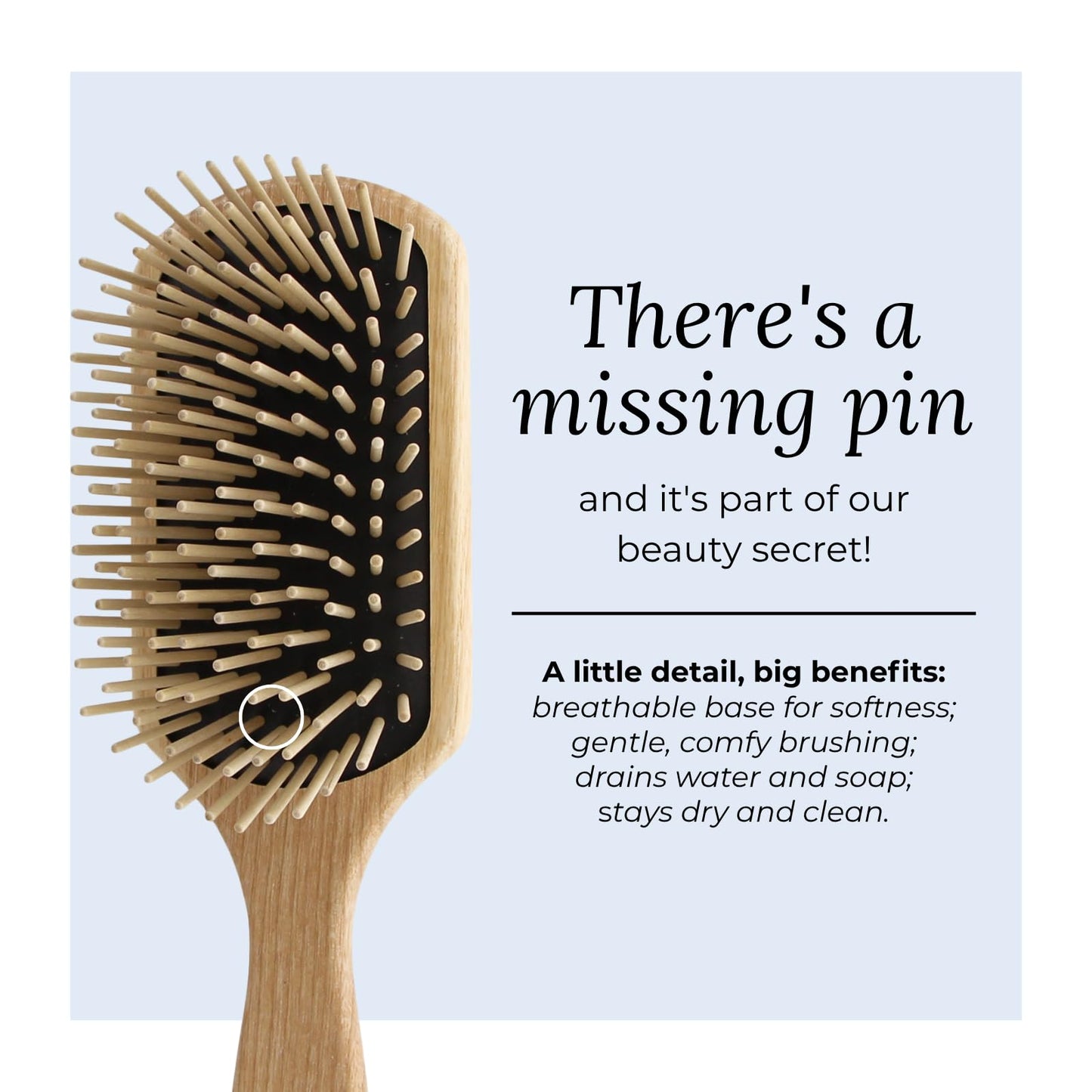 TEK- Rectangular Brush with Long Tooth in Ash Wood Handmade in Italy, for Long, Thick and Straight Hair - 22 x 6.5 cm