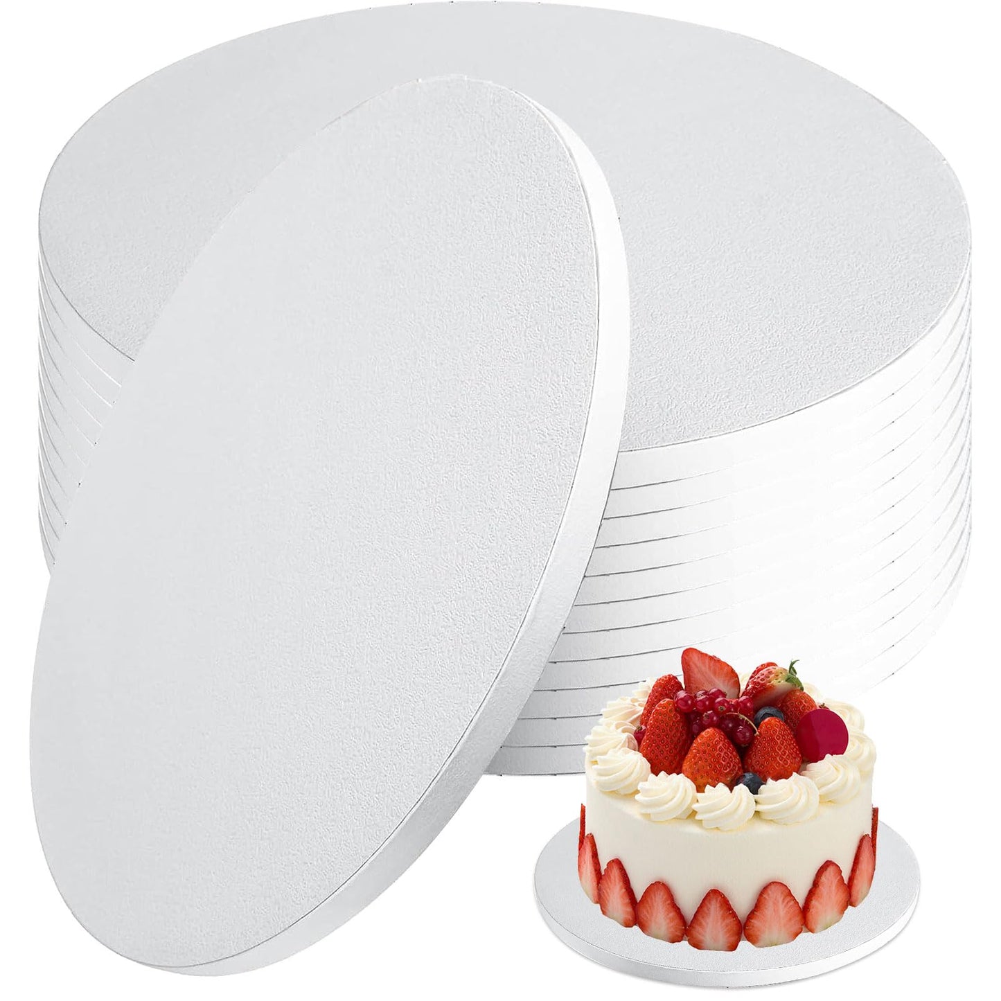 12 Pack Cake Drums 12 Inch Round, 1/2" Thick Cake Boards Cake Decorating Supplies for Heavy Or Multi-Tiered Cakes,Smooth Edges,White