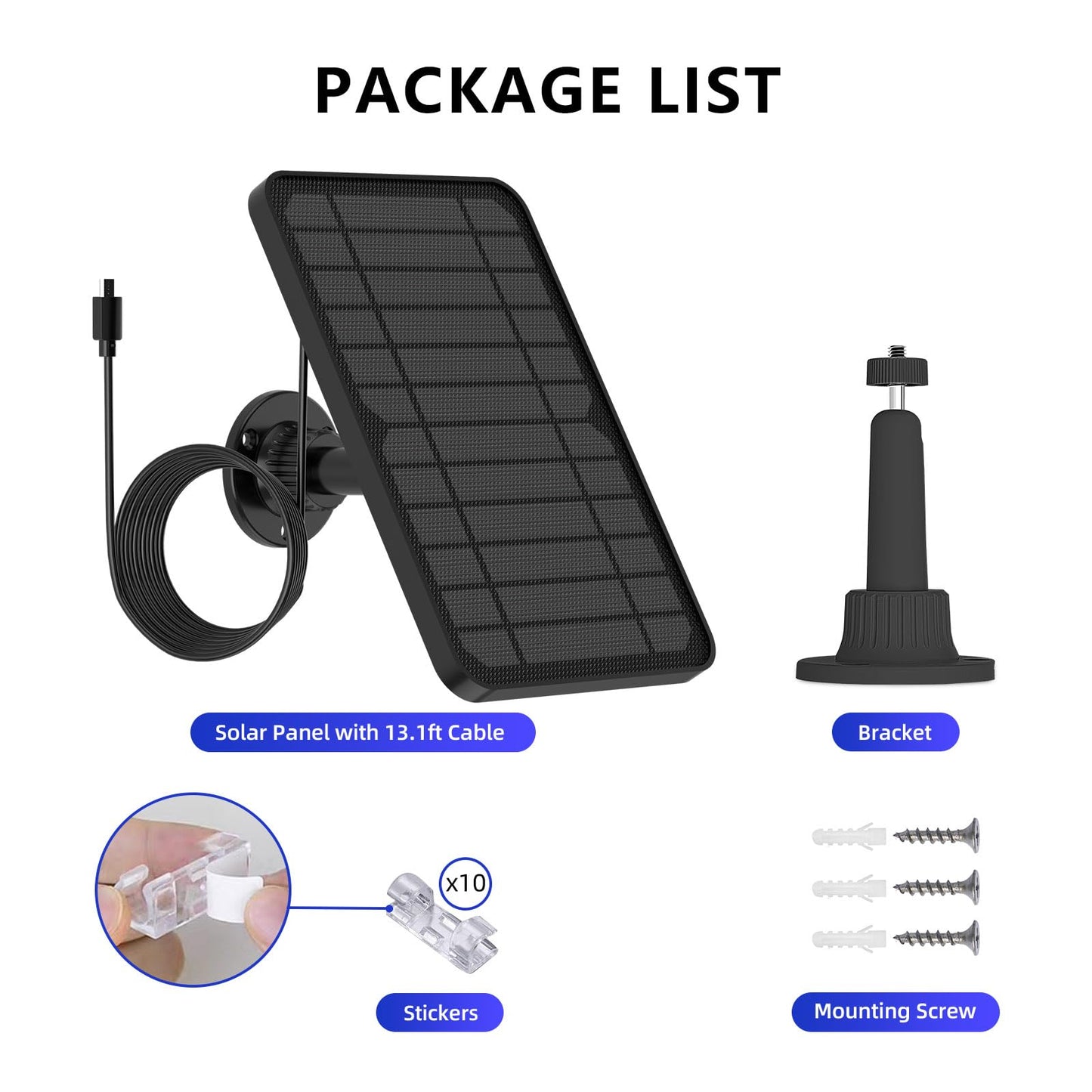 [2 Pack] Solar Panel for Blink Camera Outdoor, Camera Solar Panel Compatible with Blink Outdoor 4(4th Gen) with 13,1ft Calbe, Adjustable Mount (Camera Not Included)