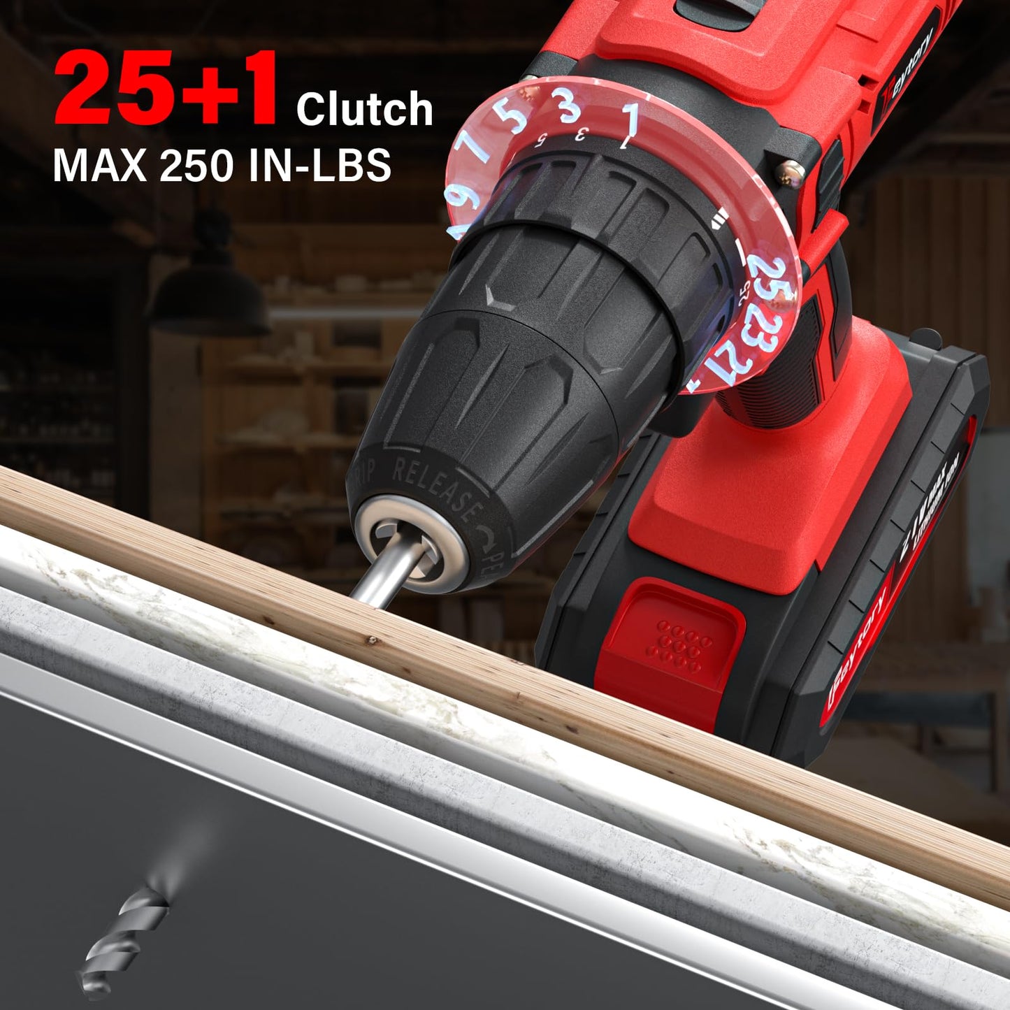 21V Cordless Drill,Electric Screwdriver Set,45Nm Cordless Combi Drill with 29PCS Accessories, 2 Variable Speed 25+1 Torque Setting, Trigger-Activated LED for Home DIY Project Kit