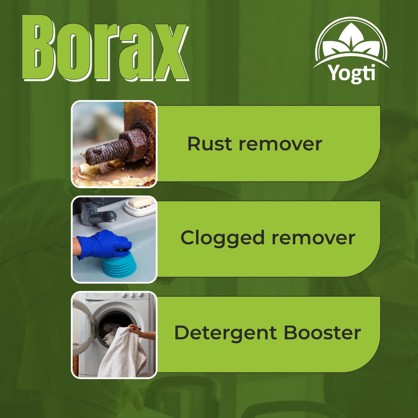 Yogti [Canadian Brand] Borax Powder Laundry Detergent Booster, Pure and Natural, All Purpose Household Cleaner - 4.54 kg