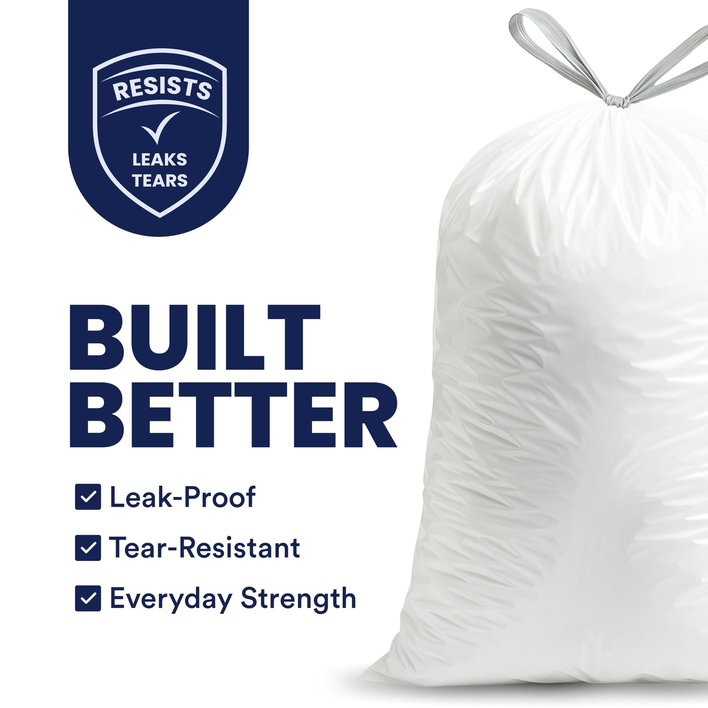 Plasticplace 4-6 Gallon White Drawstring Bags, 100% Prime Material, 17x20, 0.7 Mil, 200/Case