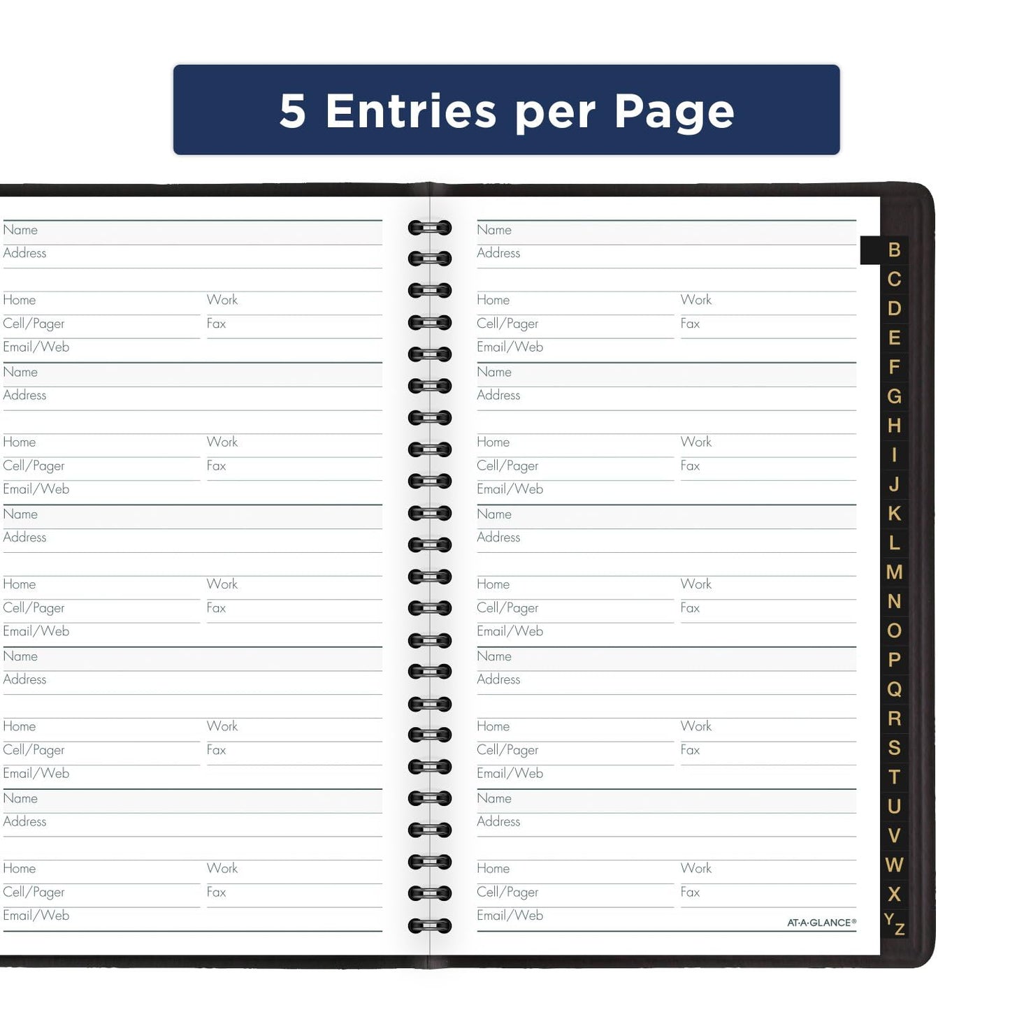 at-A-Glance Telephone Address Book, Large Print, 500 Entries, 4-3/4" x 8", Black (80LP1105)