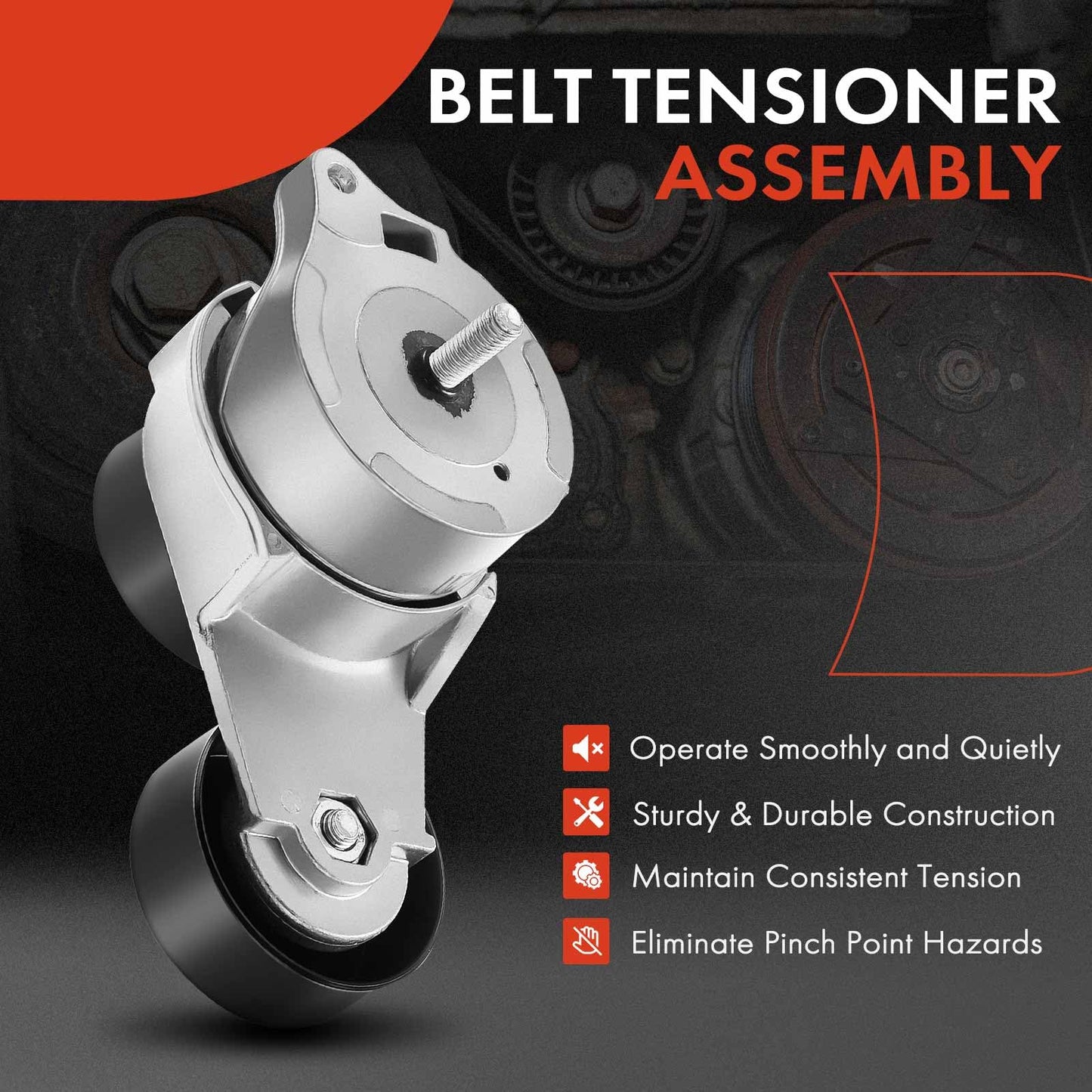 A-Premium Belt Tensioner Assembly with Pulley Compatible with Honda Accord 2003-2012, Odyssey 2005-2010, Pilot, Ridgeline & Acura MDX, RL, TL, ZDX, Replace# 04317RCA305, 31170RCAA01