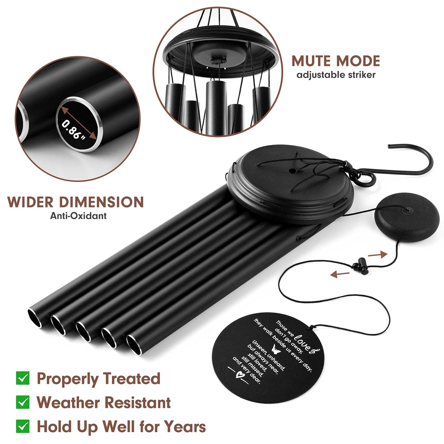 YOUNTASY Sympathy Wind Chimes, Memorial Wind Chimes for Loss of Loved One Prime, Windchimes in Memory of a Loved One, Loss of Father Mother Bereavement/Sympathy/Memorial Gifts for Remembrance, 35in
