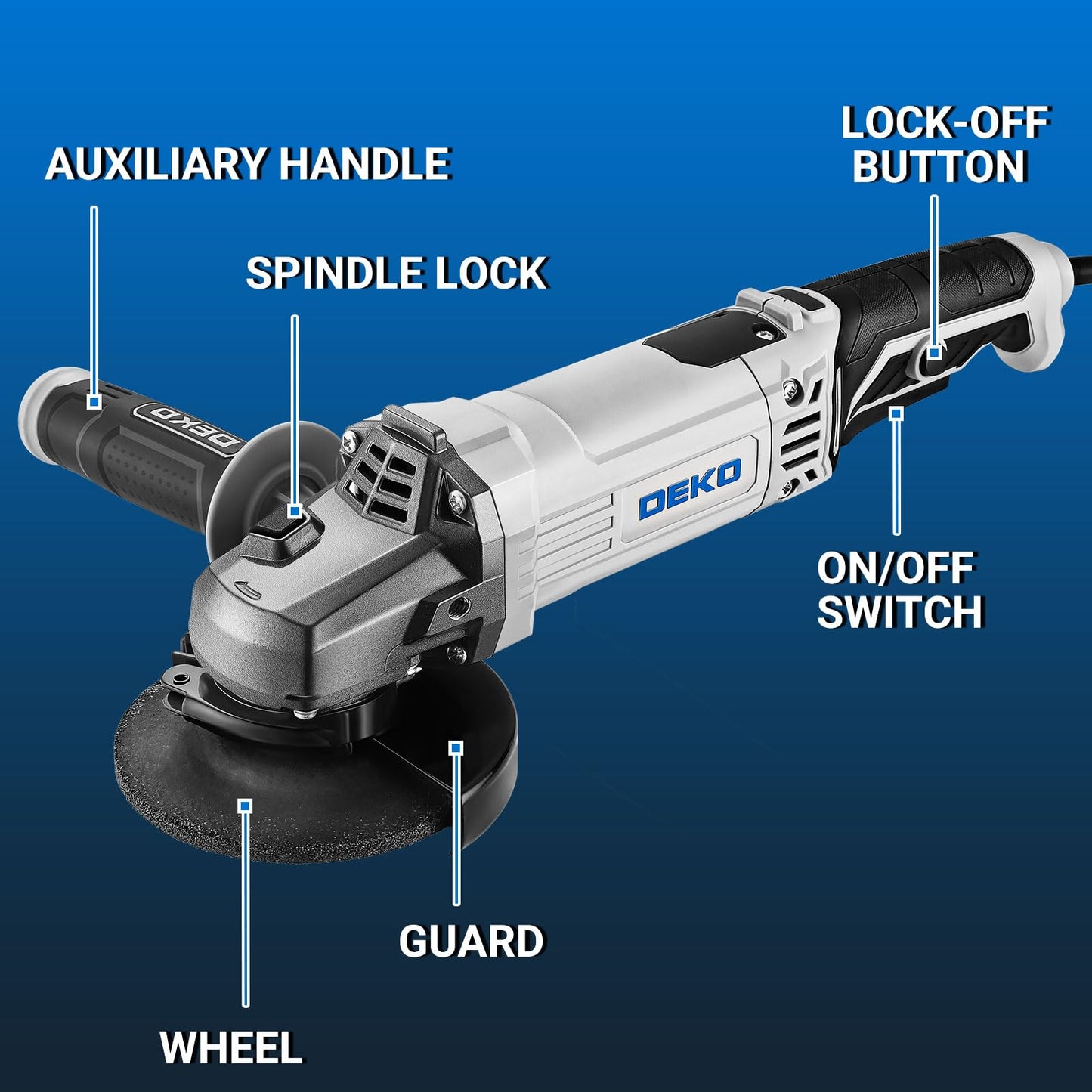 Angle Grinder Electric Power Tool: DEKOPRO 4-1/2 Inch 7.5-Amp Hand Corded Angle Grinder Power Grinders Tools with Grinding and Cutting Wheel, Disc for Metal, Wood, Hard Case
