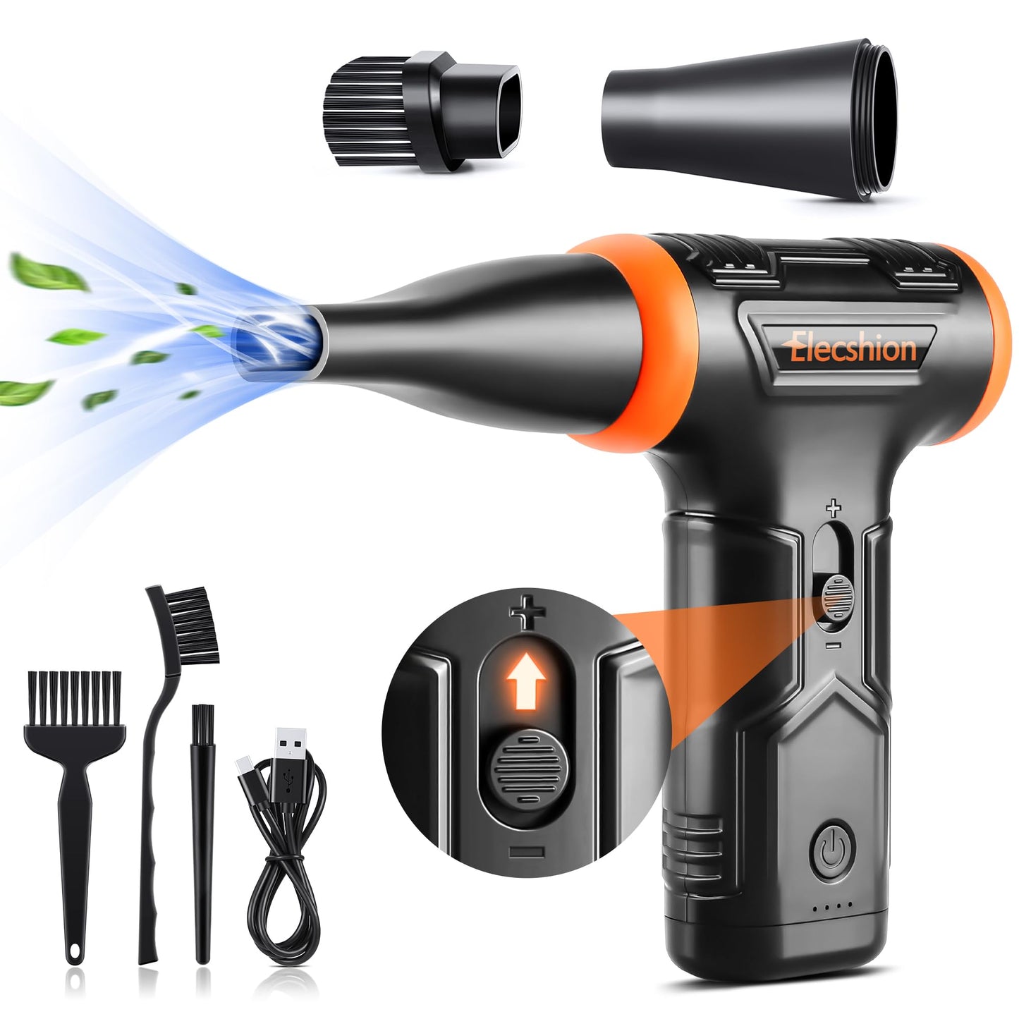 Compressed Air - Electric Air Duster, 50 mph 110000RPM Super Power Compressed Air Duster for PC/Computer/Blaster/Keyboard/Home, Variable Speed Cordless Canned Air Mini Dust Blower Quick Dusting