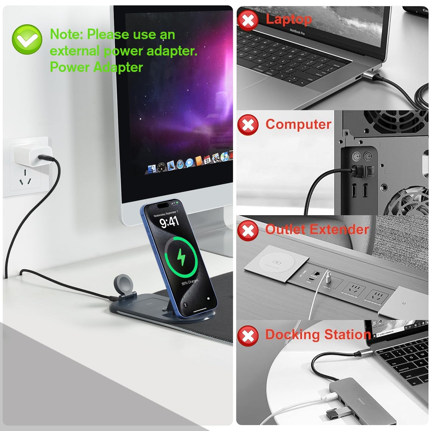 ELUTENG 4-in-1 RGB Gaming Mouse Pad with Wireless Charging & Phone Holder, 31.5"x11.81" Large Waterproof Desk Mat, Ultra-Smooth Non-Slip Keyboard Pad for Home & Office