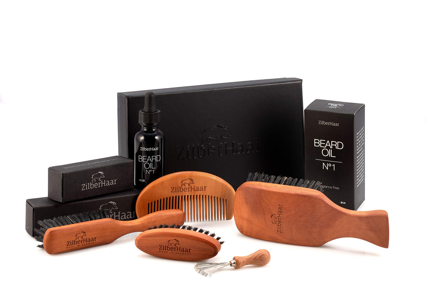 ZilberHaar Major – Men's Hair and Beard Brush – Soft Boar Bristles – Massages and Exfoliates Skin and Scalp – Ideal Men's Grooming Accessory – Made in Europe