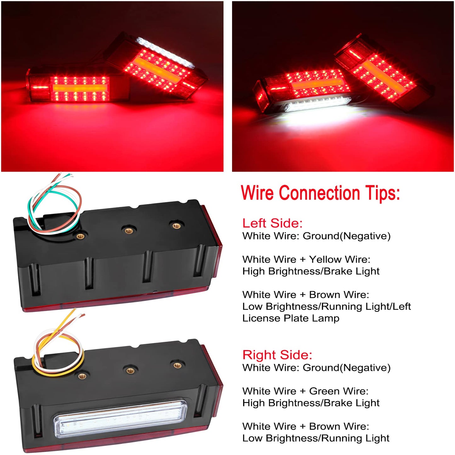 VINAUO LED Trailer Lights, 2X New Submersible LED Trailer Light Kit with Trailer Wiring Harness Kit, 2 Amber Trailer Marker Lights for Camper Truck RV Boat Snowmobile Over 80" Inches