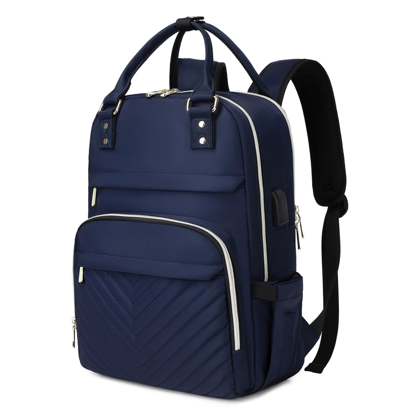 Laptop Backpack for Women 15.6 inch Travel Backpack for Women Waterproof Work Backpack with USB Charging Port (Navy Blue)