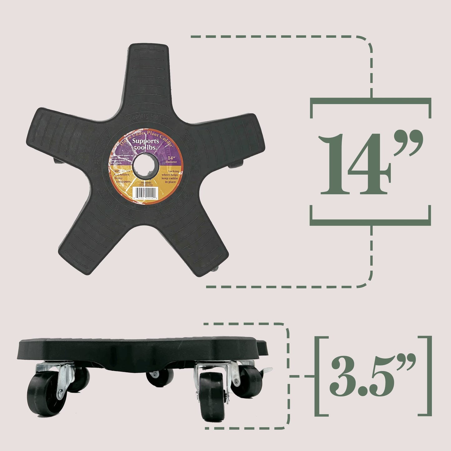 Bosmere S14410 Down Under Plant Caddie, 14", Black