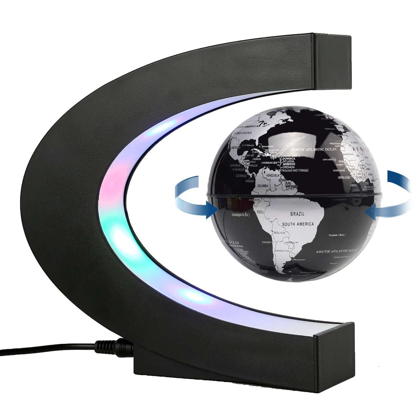 BEBEVOGUE Magnetic Levitation Floating Globe with LED Light Anti Gravity Levitating World Map Office Home Bedroom Desk Gadget Decor Unique Birthday Gift for Men Kids Husband Boss