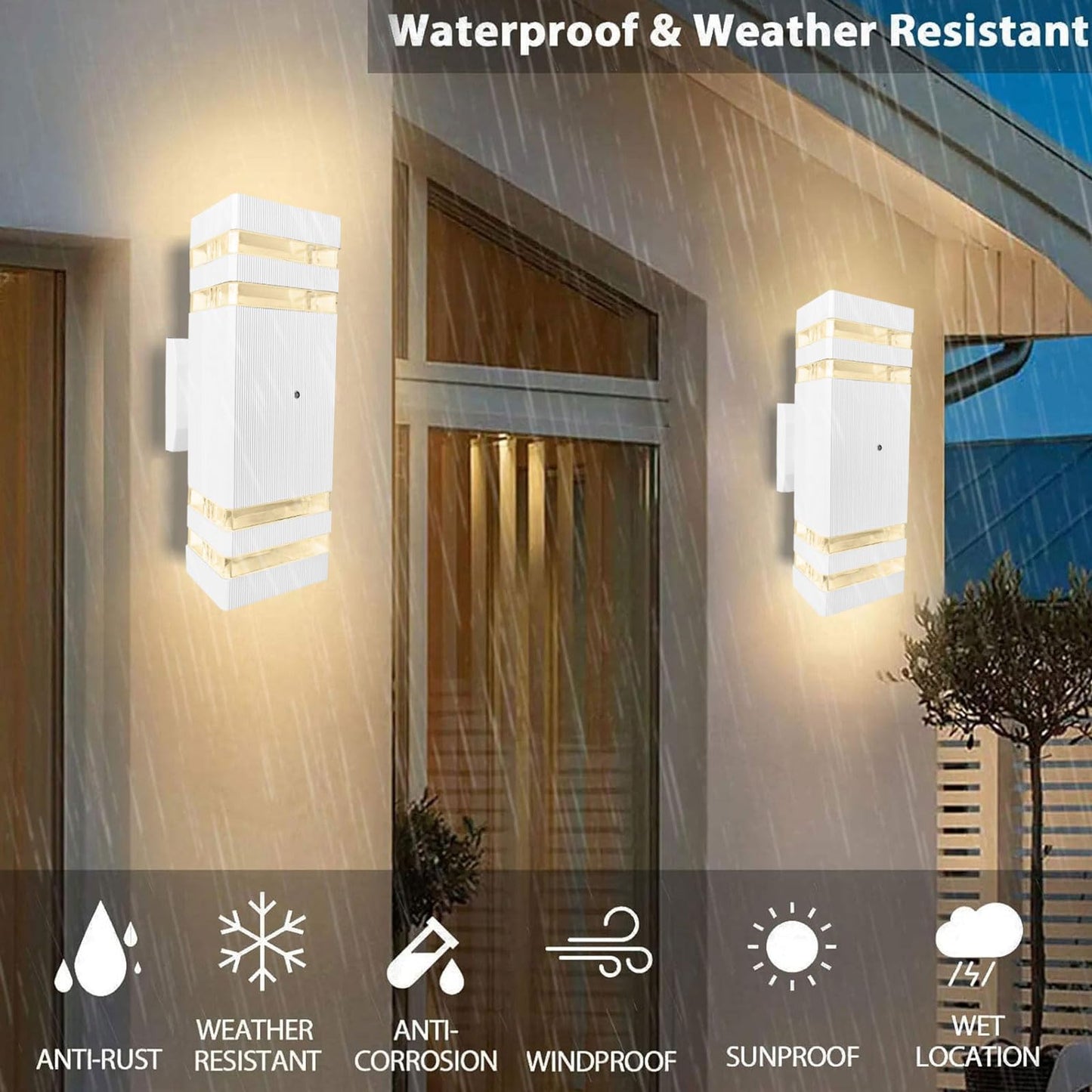 White Dusk to Dawn Sensor Outdoor Wall Lights, RETRELMP Up and Down Lights Outdoor Wall Mount Light, Aluminum Exterior Wall Sconces Waterproof Outside Lights for Porch Hallway Patio 2 Pack…