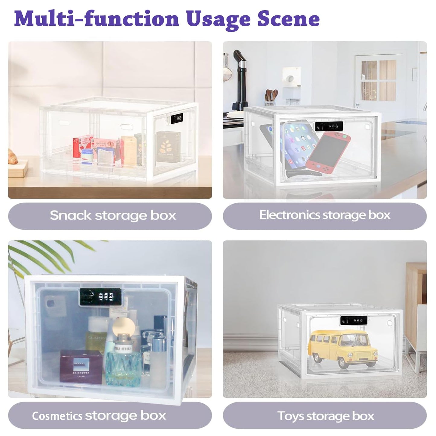 EMLTHORY Medication Lock Box with Code for Safe Medicine Storage Bin Organizer Lockable Box for Everyday Use/Fridge Food/Snacks/Phone/Tablet Jail Lock Box