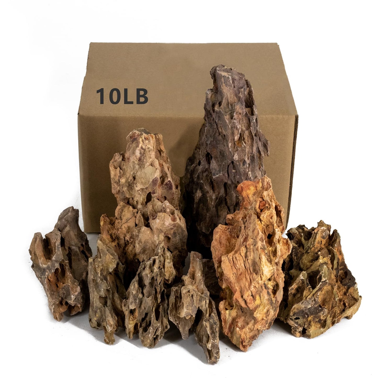 ChaoLeHo Dragon Rocks Aquariums Stones Natural Rocks for Aquascaping, Aquariums, Terrariums, Vivariums Decorative Stone,Reptile Enclosures,Paludariums,and Gardens-10LB（2 to 7 inch）
