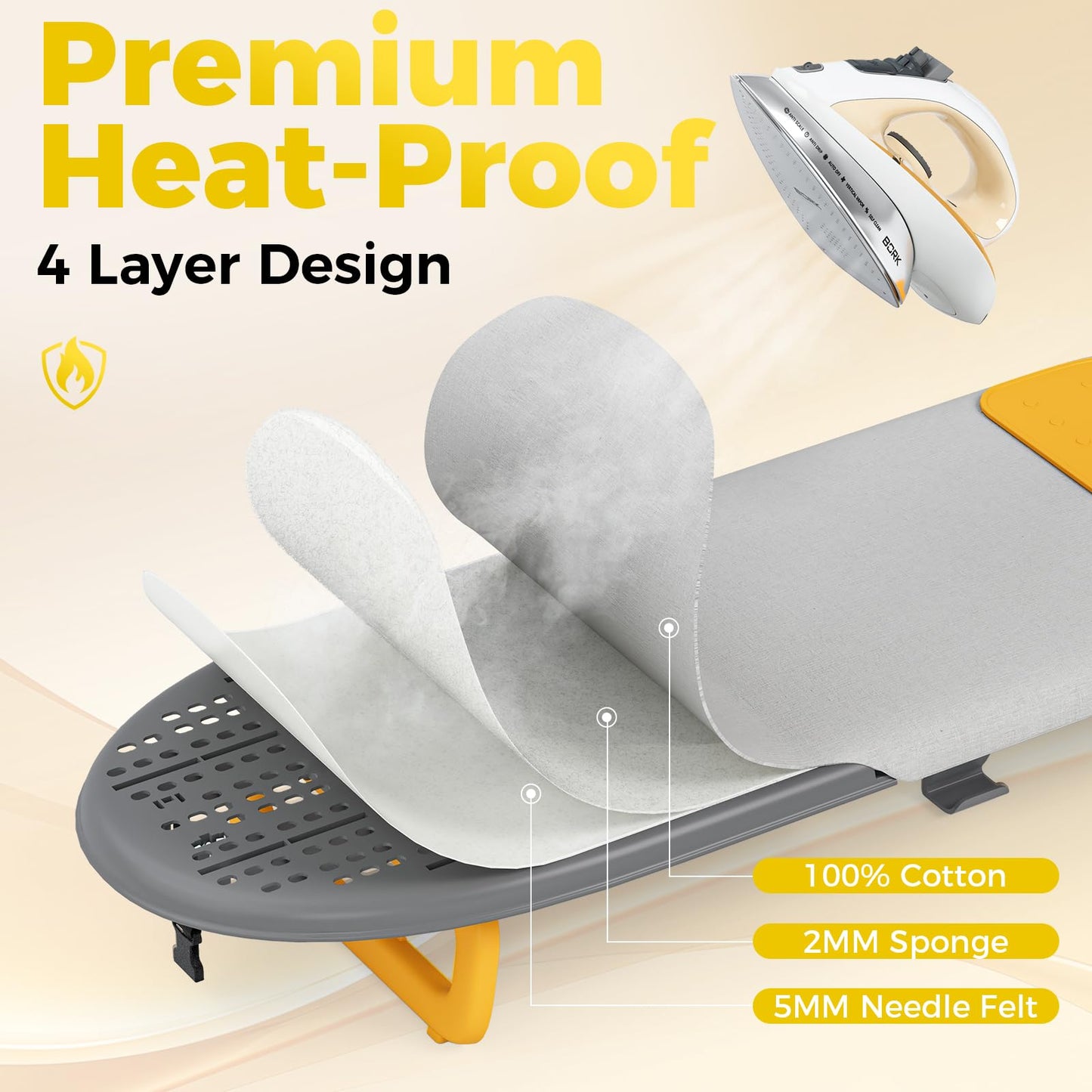 KINGBOARD Tabletop Ironing Board with Iron Holder, 12" x 32" Small Ironing Board with Ironing Mat, Foldable Mini Iron Board, Easy Storage for Travel & Dorm, Grey