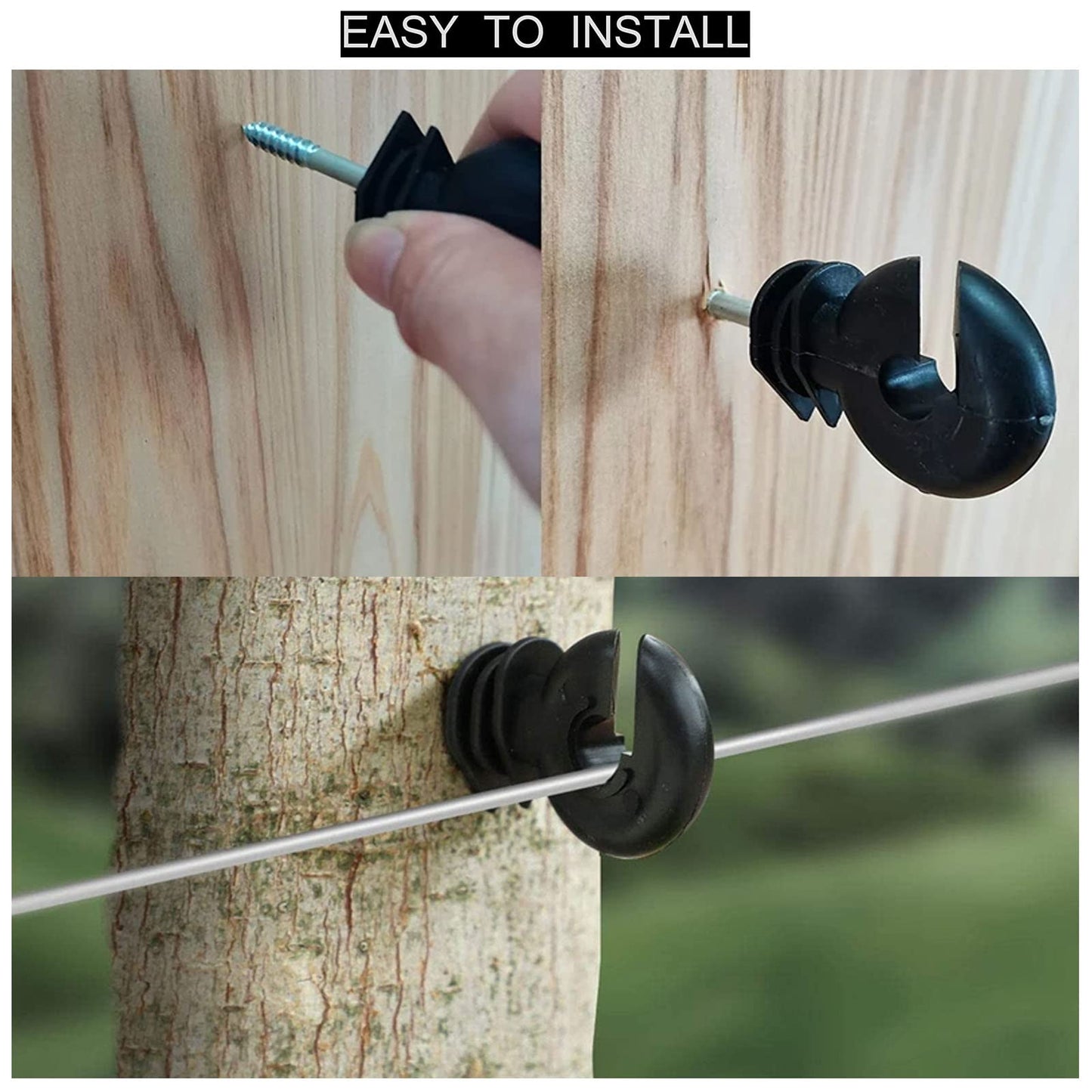 Fence Insulator 100 Pcs Black Electric Fence Insulator, Screw in Ring Insulator for Fence Ring Post Wood Post Insulator (System Electric Fence Accessories for Animal Husbandry Electronic)