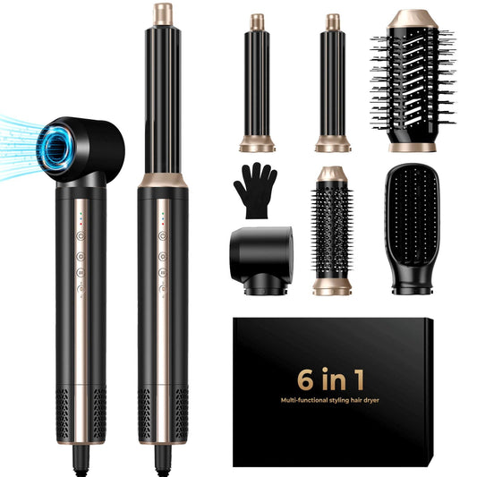 6 in 1 Hair Dryer Brush, 1400W High Speed Auto-Air Hair Wrap Blow Dryer Brush, Hot Air Styler No Heat Damage, Ionic Hot Air Brush, Detachable Hair Dryer, Straightener Brush, Curler, Volumizer 100-120V