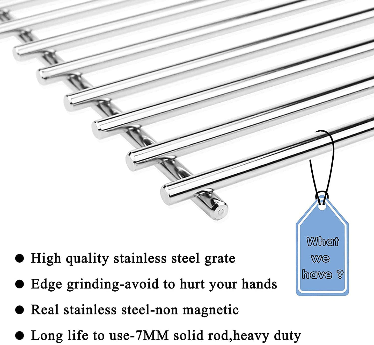 GFTIME 17.5 Inch BBQ Cooking Grates for Weber Spirit 300 Series(2013-2017 with Front Burner Knobs), Spirit E-310 & 320, Genesis Silver B&C, Stainless Steel Grill Grid Grates Replacement for 7639