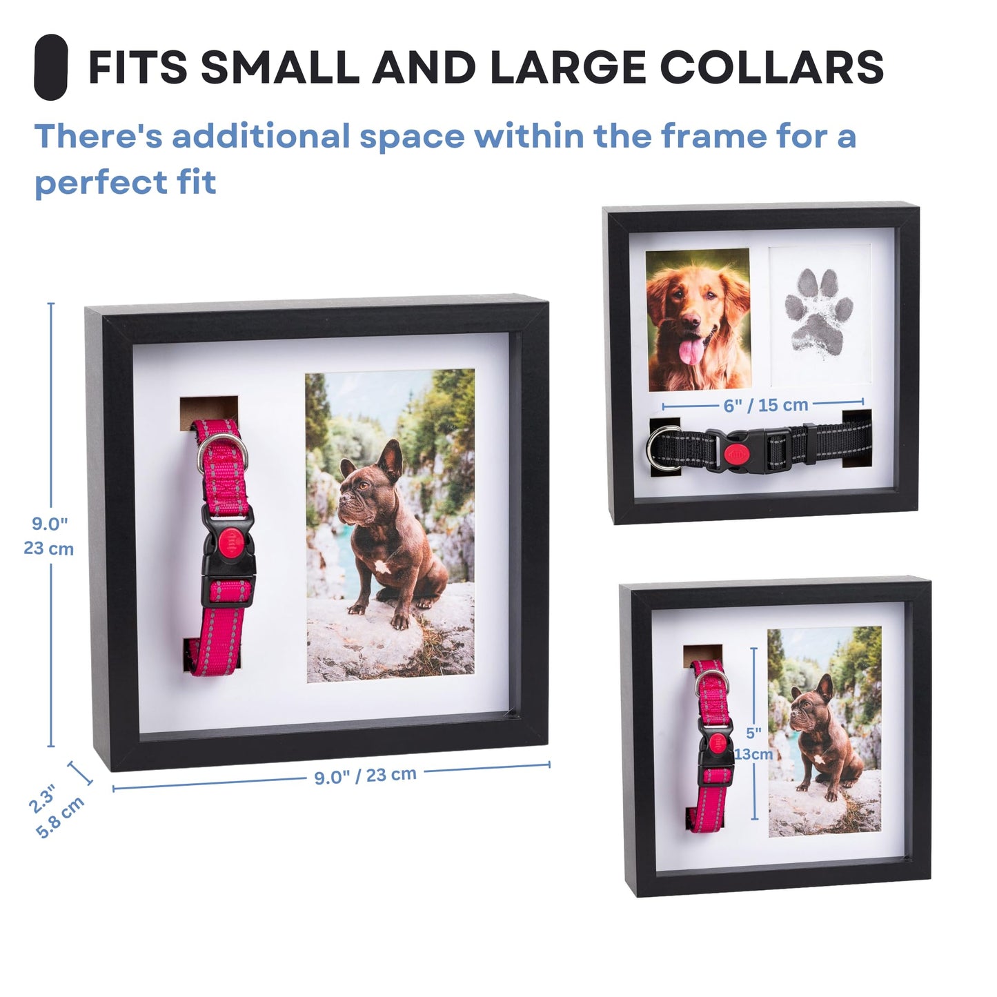 OtterPets Pet Memorial Dog Picture Frame Black, 4 Customizable Displays, 23x23cm, Paw Print Kit for Dogs, Pet Memorial Gift for Dogs, Loss of Dog Sympathy Gift, Pet Paw Print Impression Kit